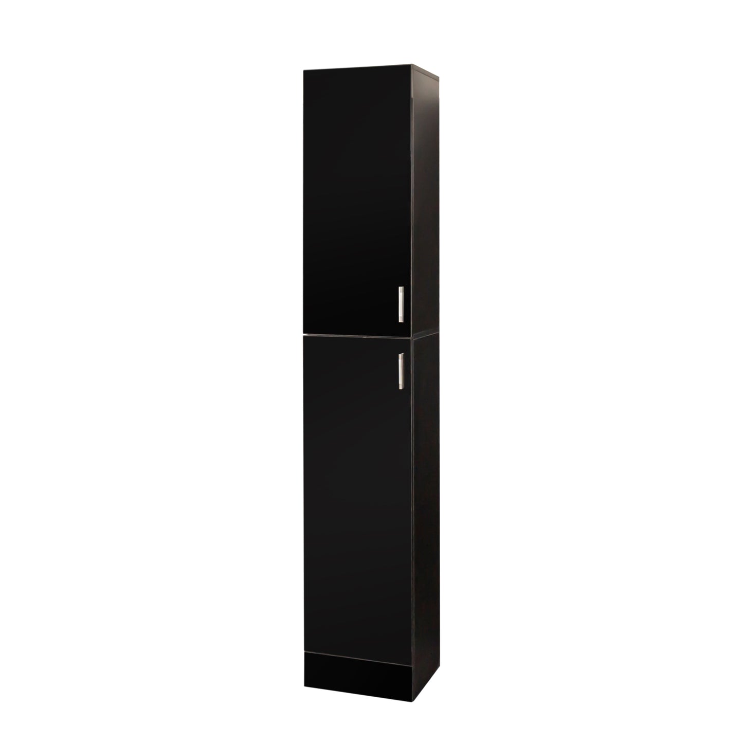 VIYET 75" Freestanding Storage Cabinet, MDF+Particle Board Organizer w/ 2 Doors & 3 Fixed Shelves (Kitchen/Dining Room Pantry),White+black