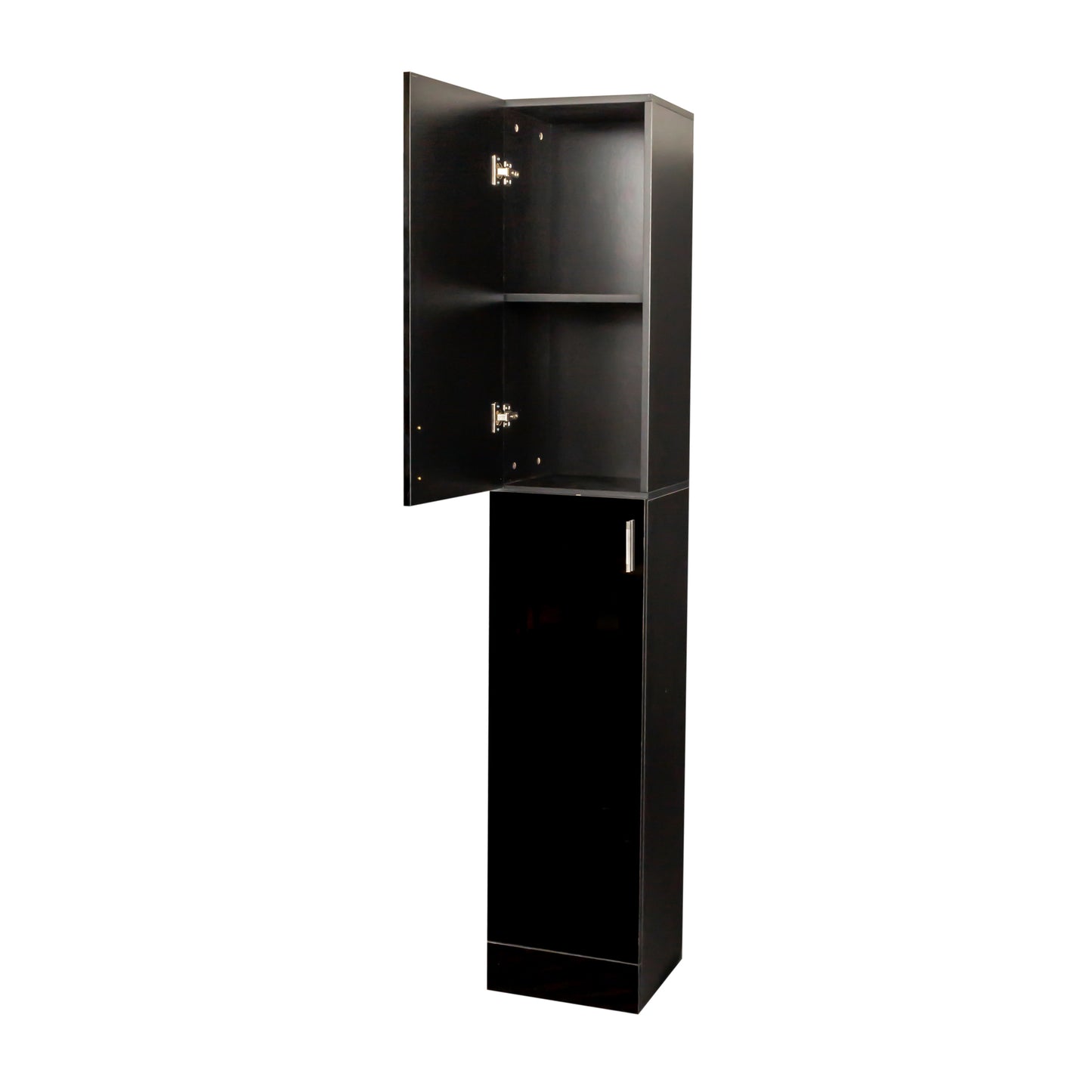 VIYET 75" Freestanding Storage Cabinet, MDF+Particle Board Organizer w/ 2 Doors & 3 Fixed Shelves (Kitchen/Dining Room Pantry),White+black