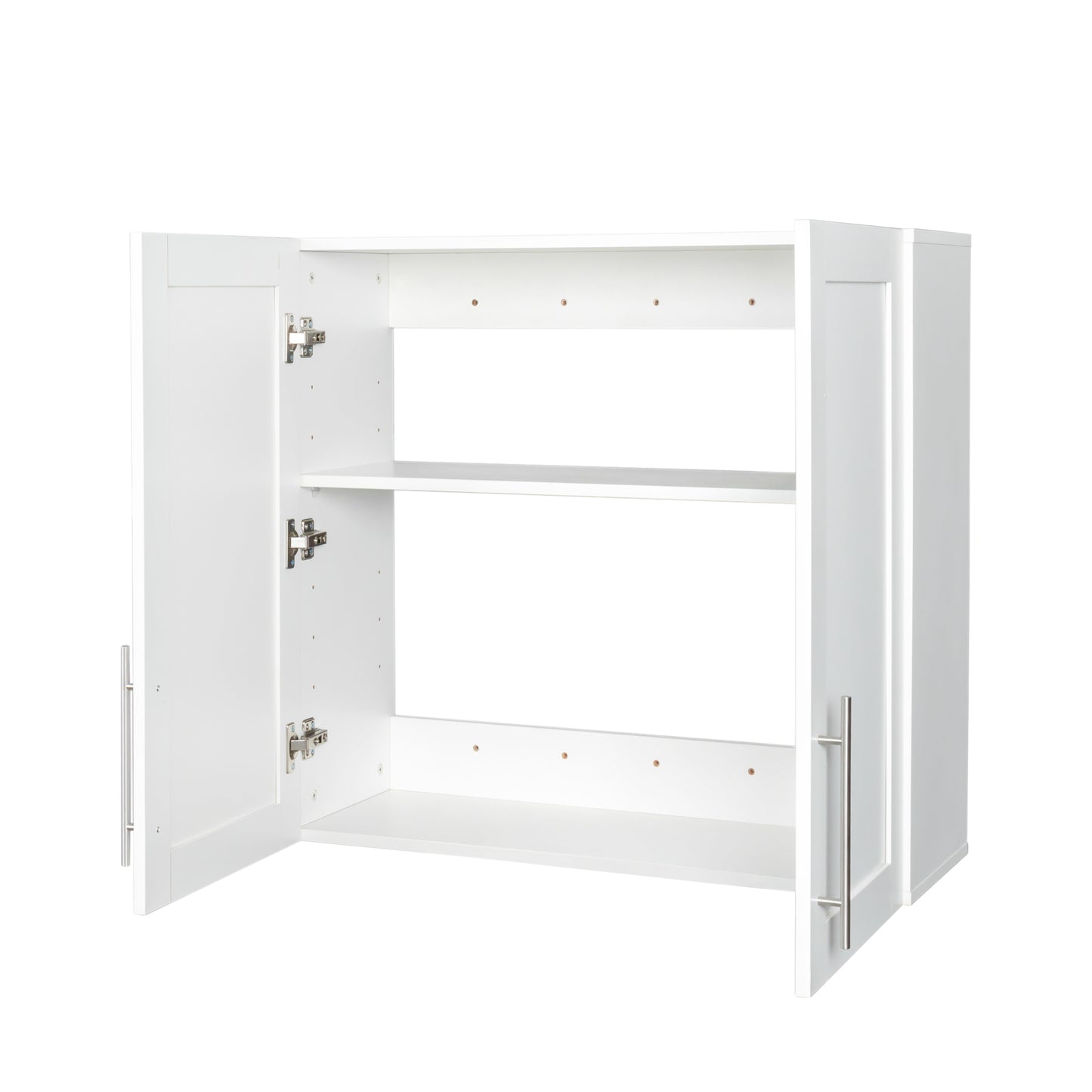 VIYET 30"H Stackable Wall-Mounted Storage Cabinet - White E1 Particle Board, 2 Adjustable Shelves (6-Level Height)