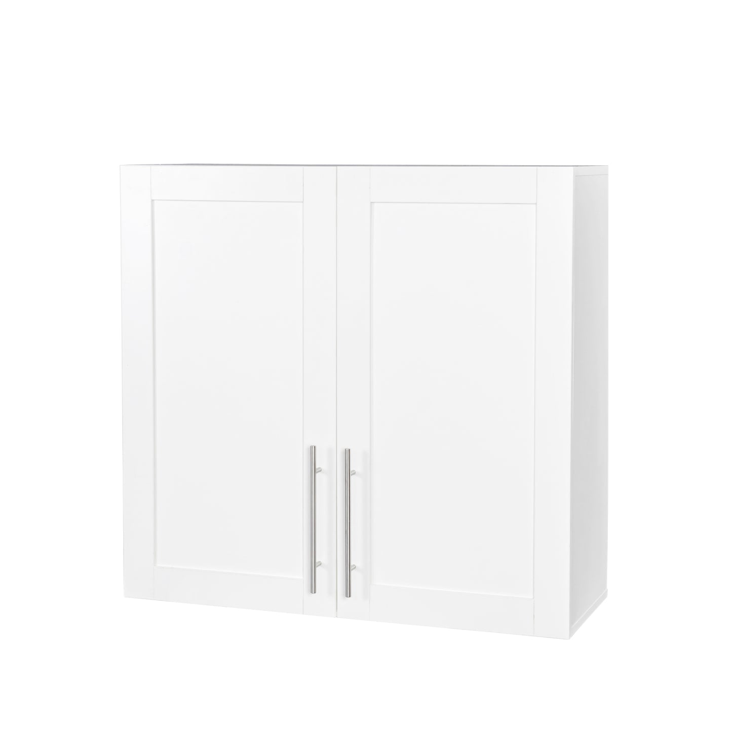 VIYET 30"H Stackable Wall-Mounted Storage Cabinet - White E1 Particle Board, 2 Adjustable Shelves (6-Level Height)