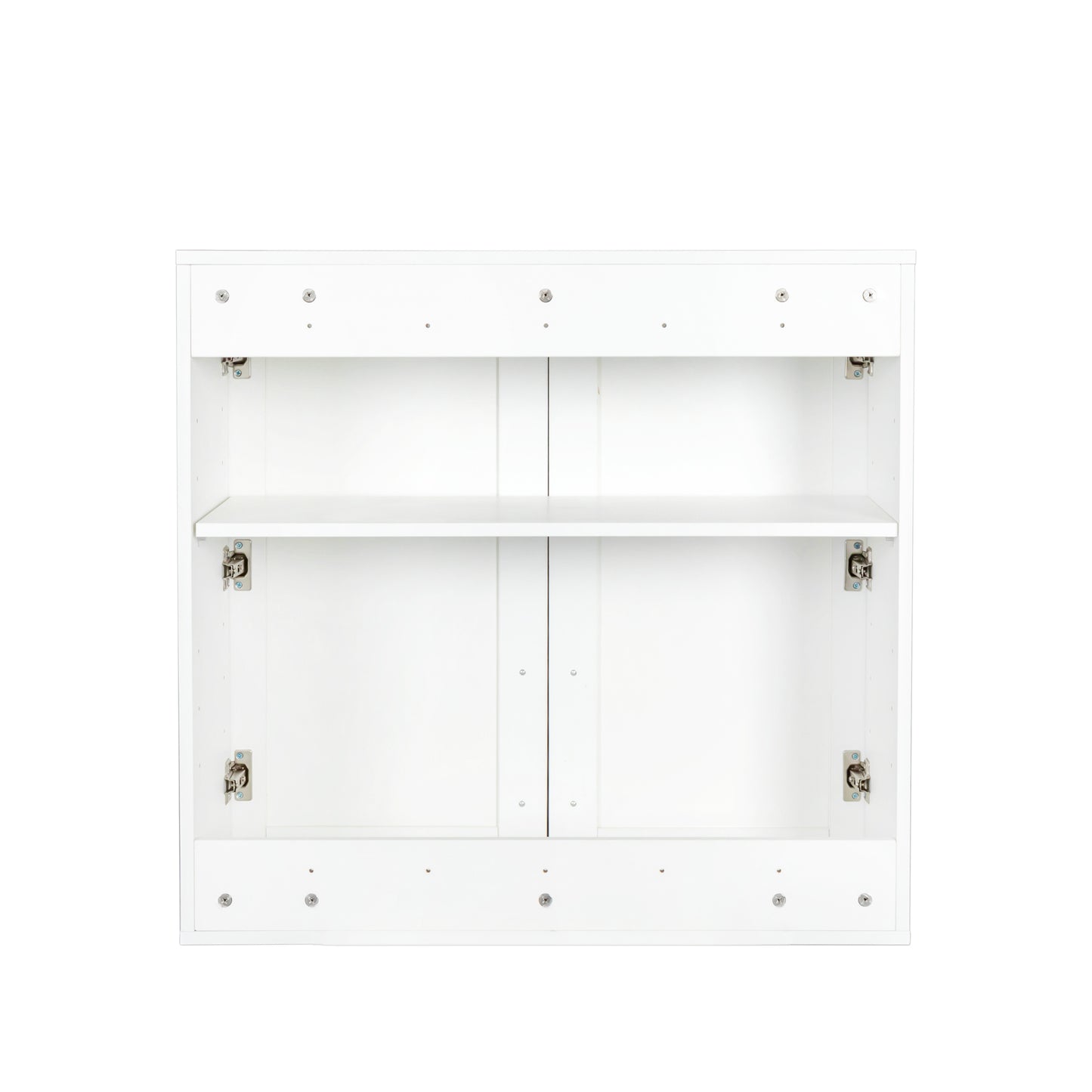 VIYET 30"H Stackable Wall-Mounted Storage Cabinet - White E1 Particle Board, 2 Adjustable Shelves (6-Level Height)
