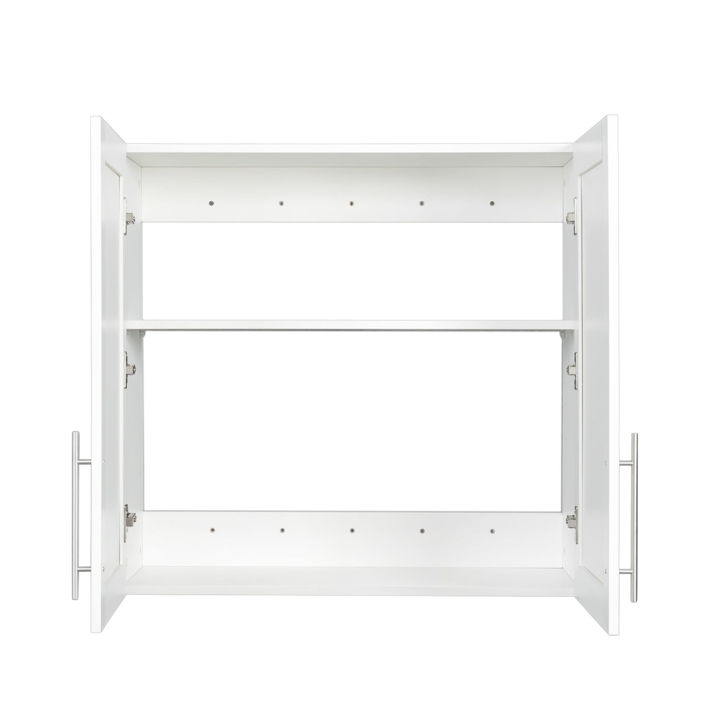 VIYET 30"H Stackable Wall-Mounted Storage Cabinet - White E1 Particle Board, 2 Adjustable Shelves (6-Level Height)