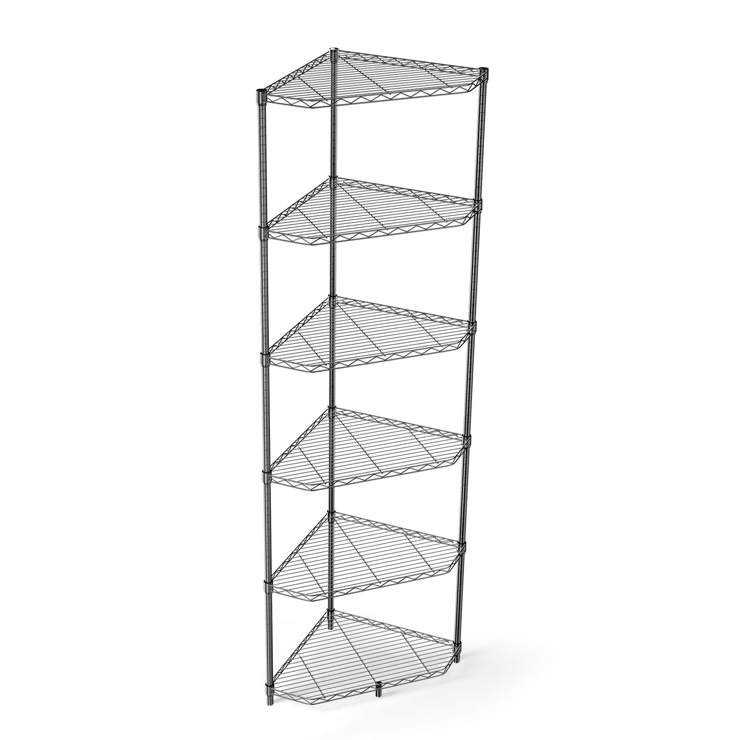 VIYET 72" 6-Tier Corner Wire Shelf Rack - Black Chrome Adjustable Metal, NSF Certified 600LBS