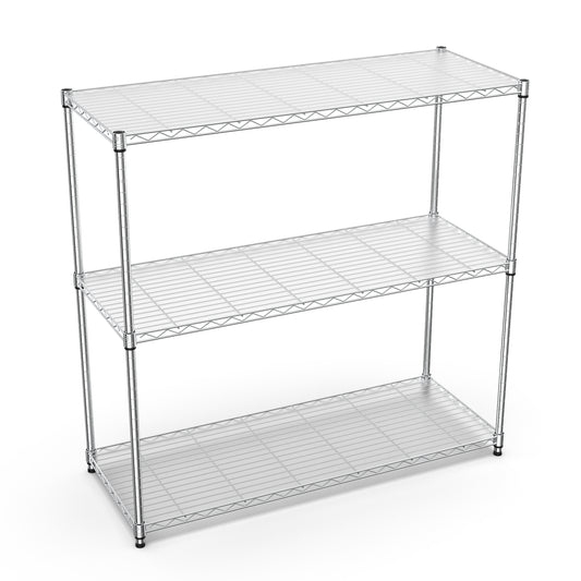 VIYET 47" 3-Tier Wire Shelving Unit, NSF Certified Chrome Metal Rack w/ Height Adjustable Shelves (1050LBS Heavy Duty Garage/Home Storage)