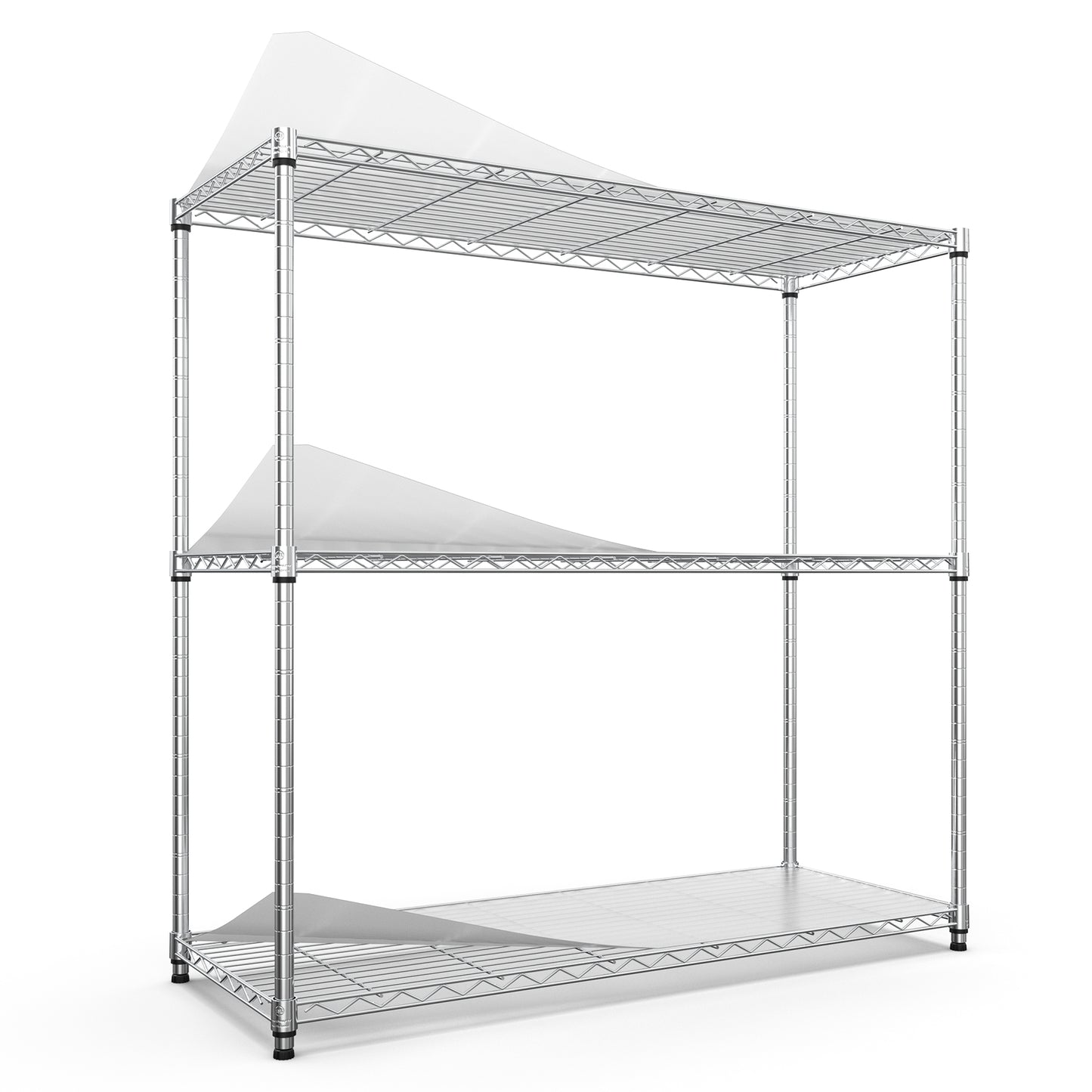 VIYET 47" 3-Tier Wire Shelving Unit, NSF Certified Chrome Metal Rack w/ Height Adjustable Shelves (1050LBS Heavy Duty Garage/Home Storage)