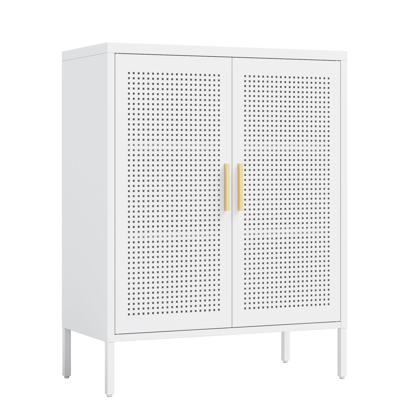 VIYET 31.5"Metal Storage Cabinet - 2 Doors & 2 Adjustable Shelves, Steel File Cabinet (No Lock), White