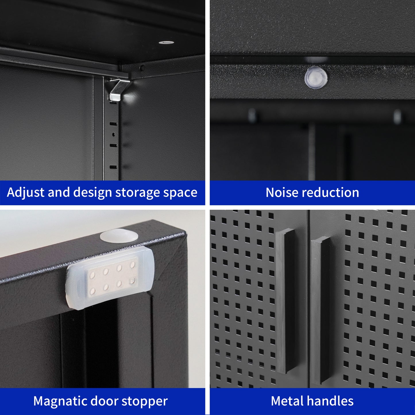 VIYET 31.5" Metal Storage Cabinet - 2 Doors & 2 Adjustable Shelves, Steel File Cabinet (No Lock), Black