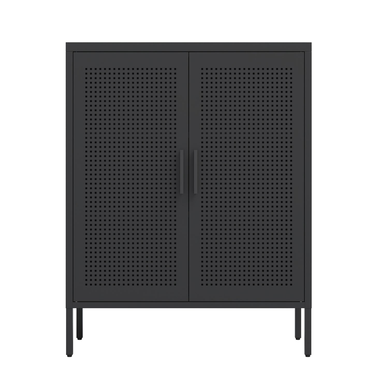 VIYET 31.5" Metal Storage Cabinet - 2 Doors & 2 Adjustable Shelves, Steel File Cabinet (No Lock), Black