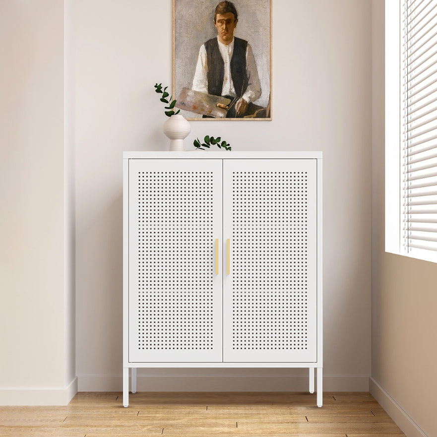 VIYET 31.5"Metal Storage Cabinet - 2 Doors & 2 Adjustable Shelves, Steel File Cabinet (No Lock), White