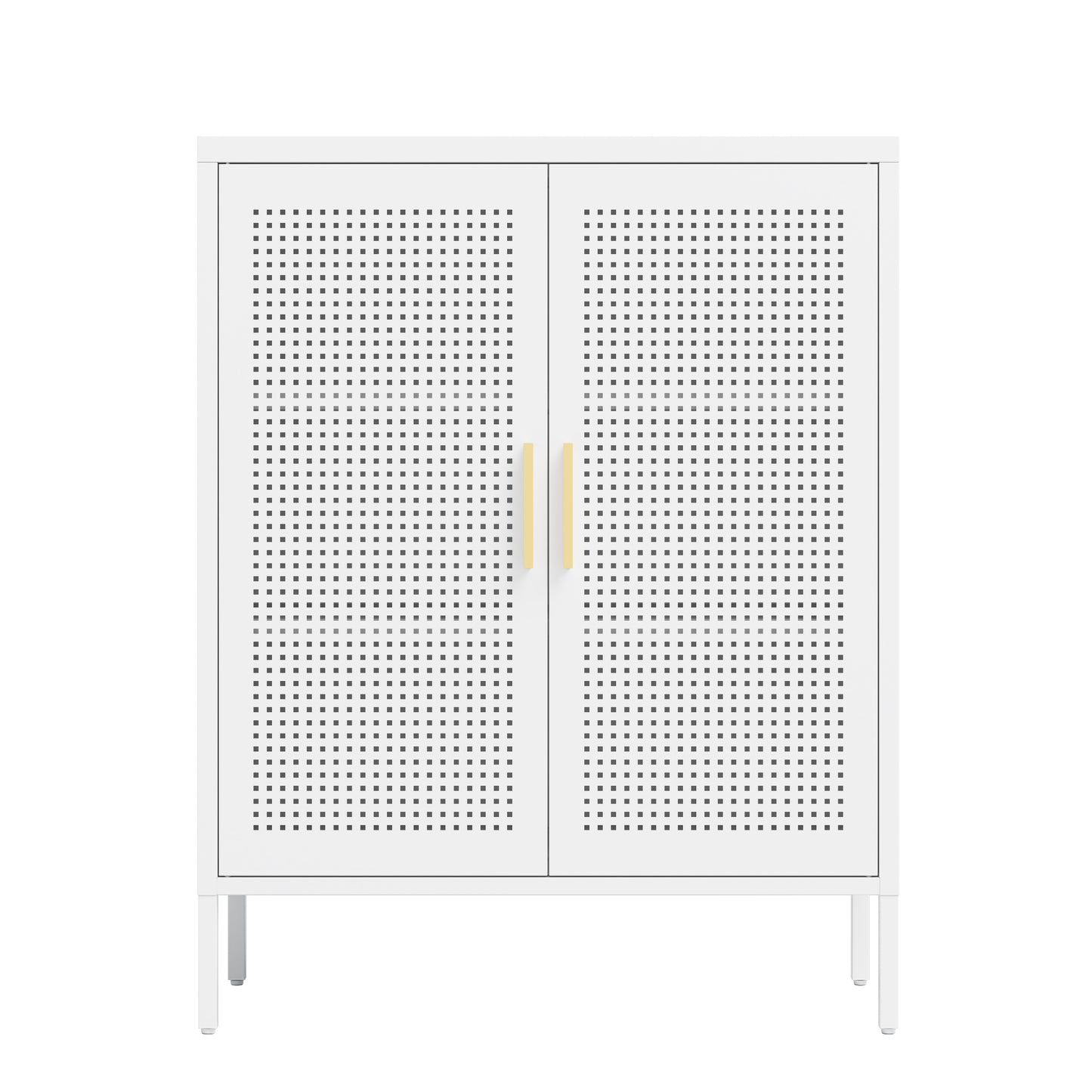 VIYET 31.5"Metal Storage Cabinet - 2 Doors & 2 Adjustable Shelves, Steel File Cabinet (No Lock), White