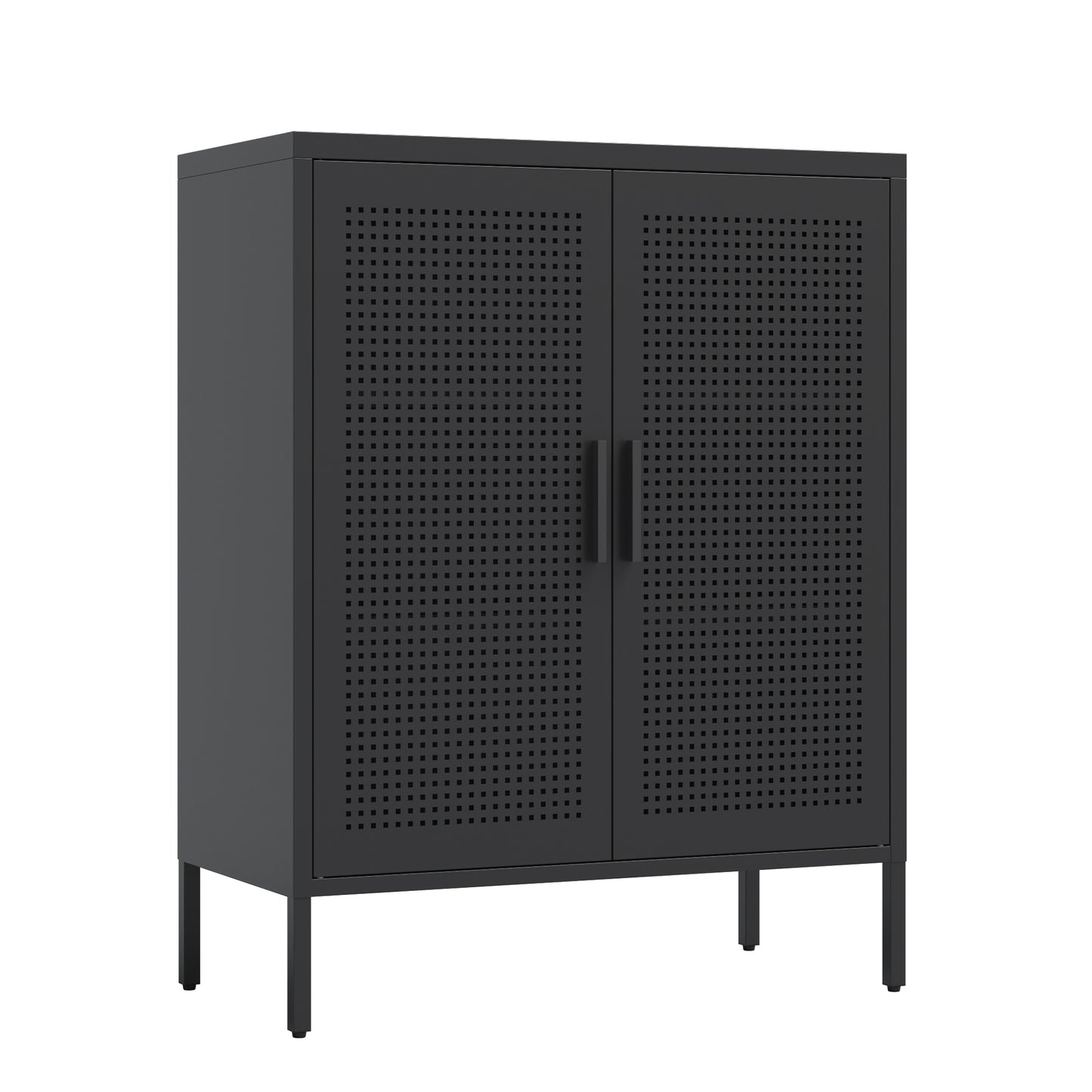 VIYET 31.5" Metal Storage Cabinet - 2 Doors & 2 Adjustable Shelves, Steel File Cabinet (No Lock), Black