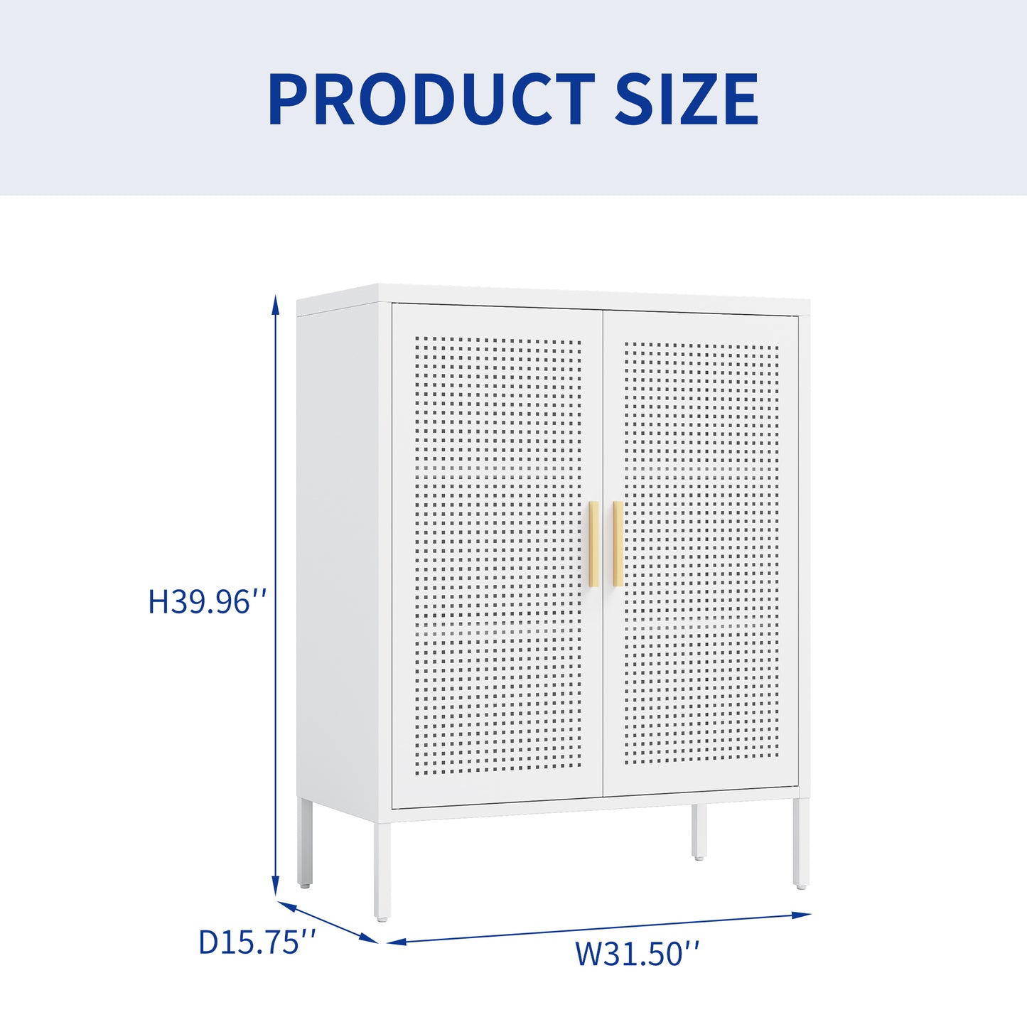 VIYET 31.5"Metal Storage Cabinet - 2 Doors & 2 Adjustable Shelves, Steel File Cabinet (No Lock), White