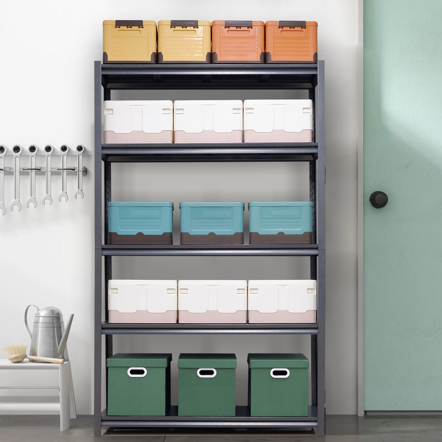 VIYET 78" 5-Tier Extra Wide Heavy-Duty Metal Storage Shelves - 2000lbs Capacity Adjustable Shelving for Garage, Warehouse & Gym, Black