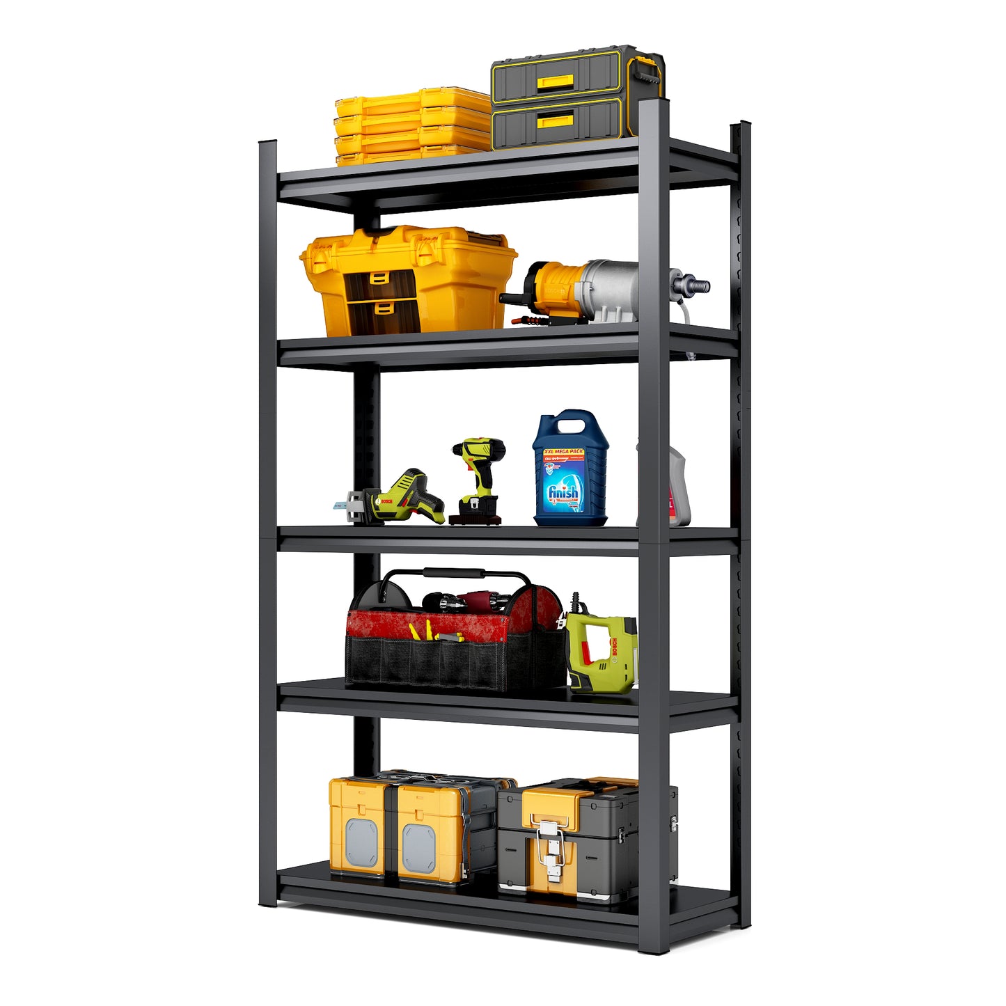VIYET 78" 5-Tier Extra Wide Heavy-Duty Metal Storage Shelves - 2000lbs Capacity Adjustable Shelving for Garage, Warehouse & Gym, Black