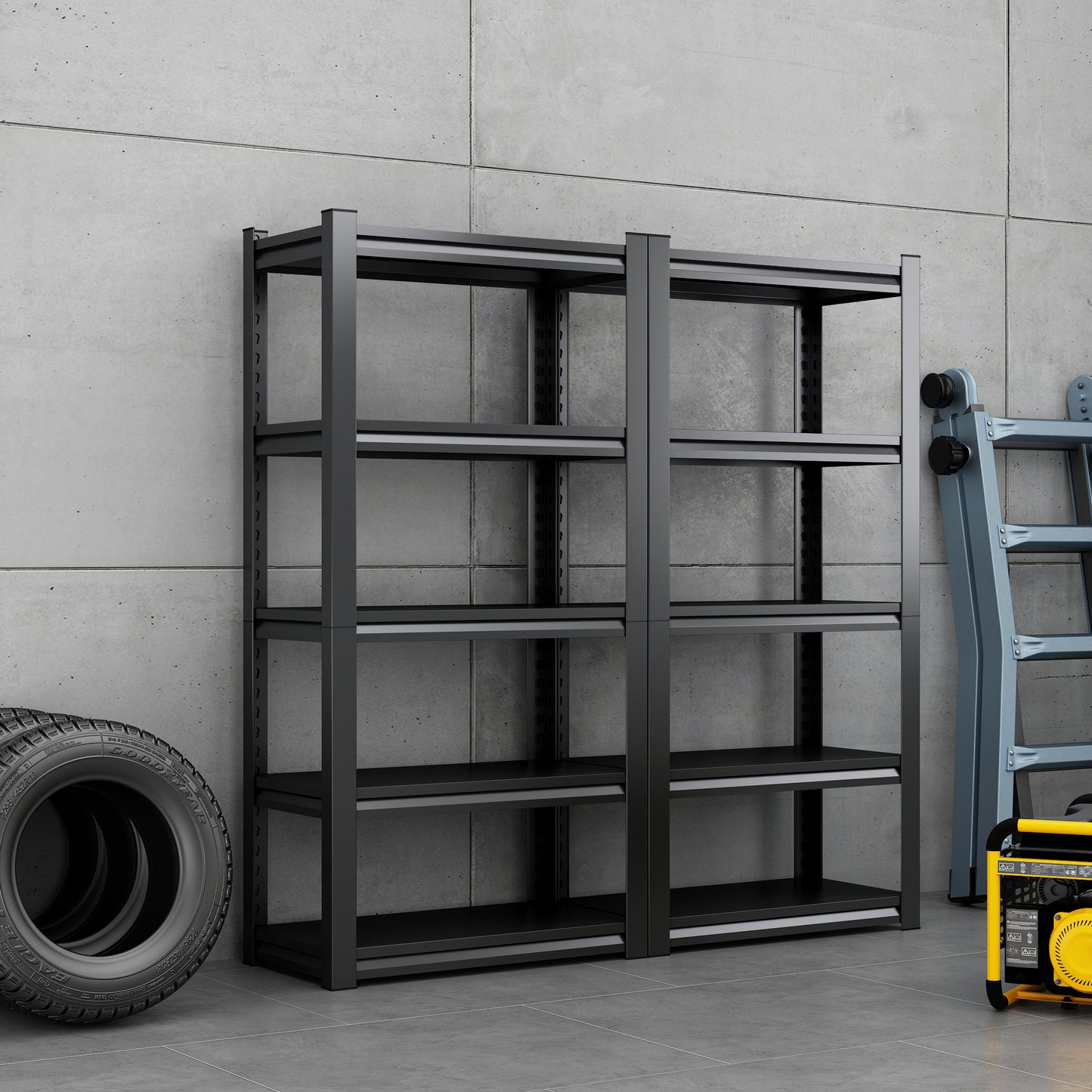 VIYET 63" 5-Tier Heavy-Duty Metal Storage Shelves - 2000lbs Capacity Adjustable Shelving Unit for Garage, Kitchen & Pantry, Black