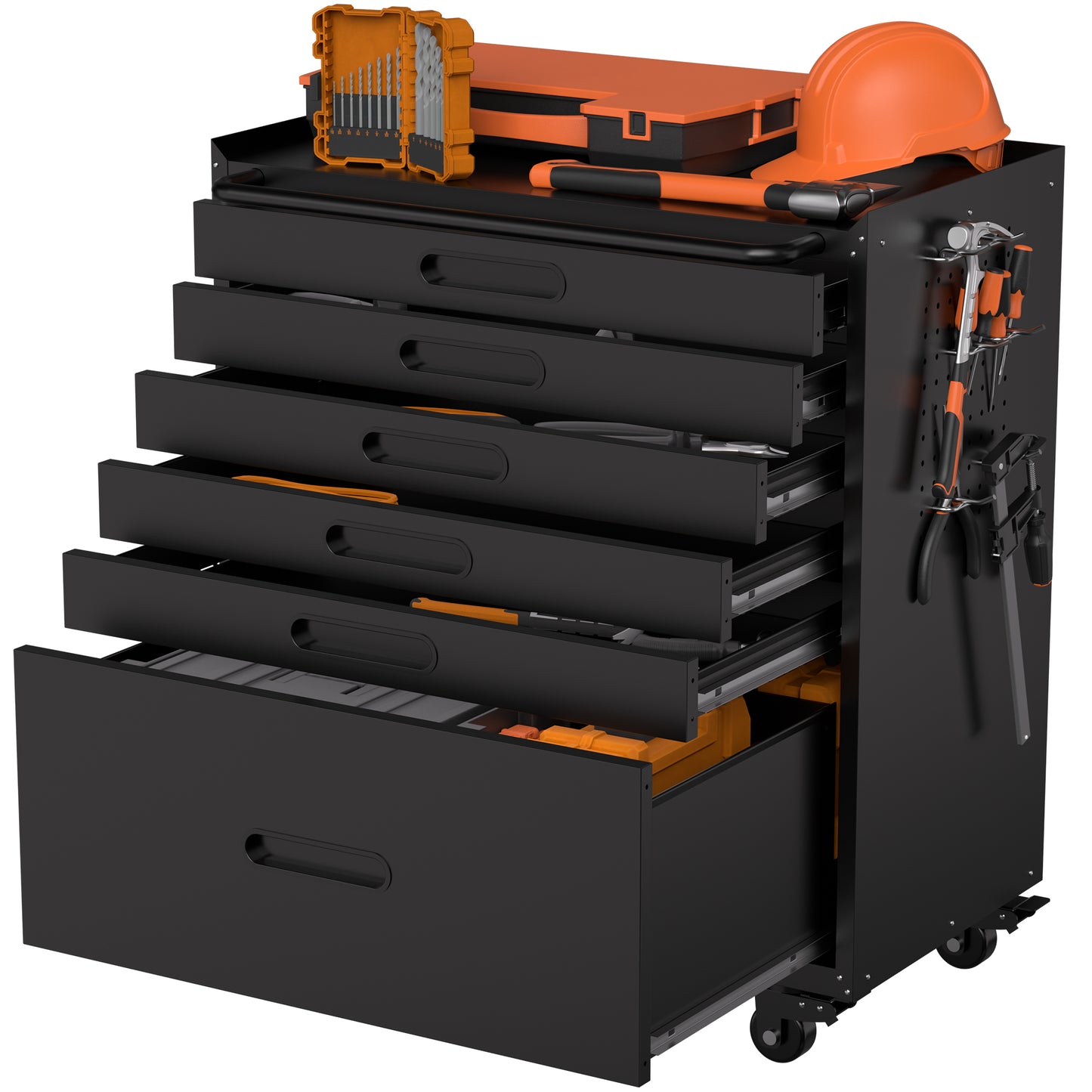 VIYET 34" 6-Drawer Rolling Tool Chest - Heavy-Duty Steel Mobile Garage Cabinet & Small Parts Storage Organizer, Black