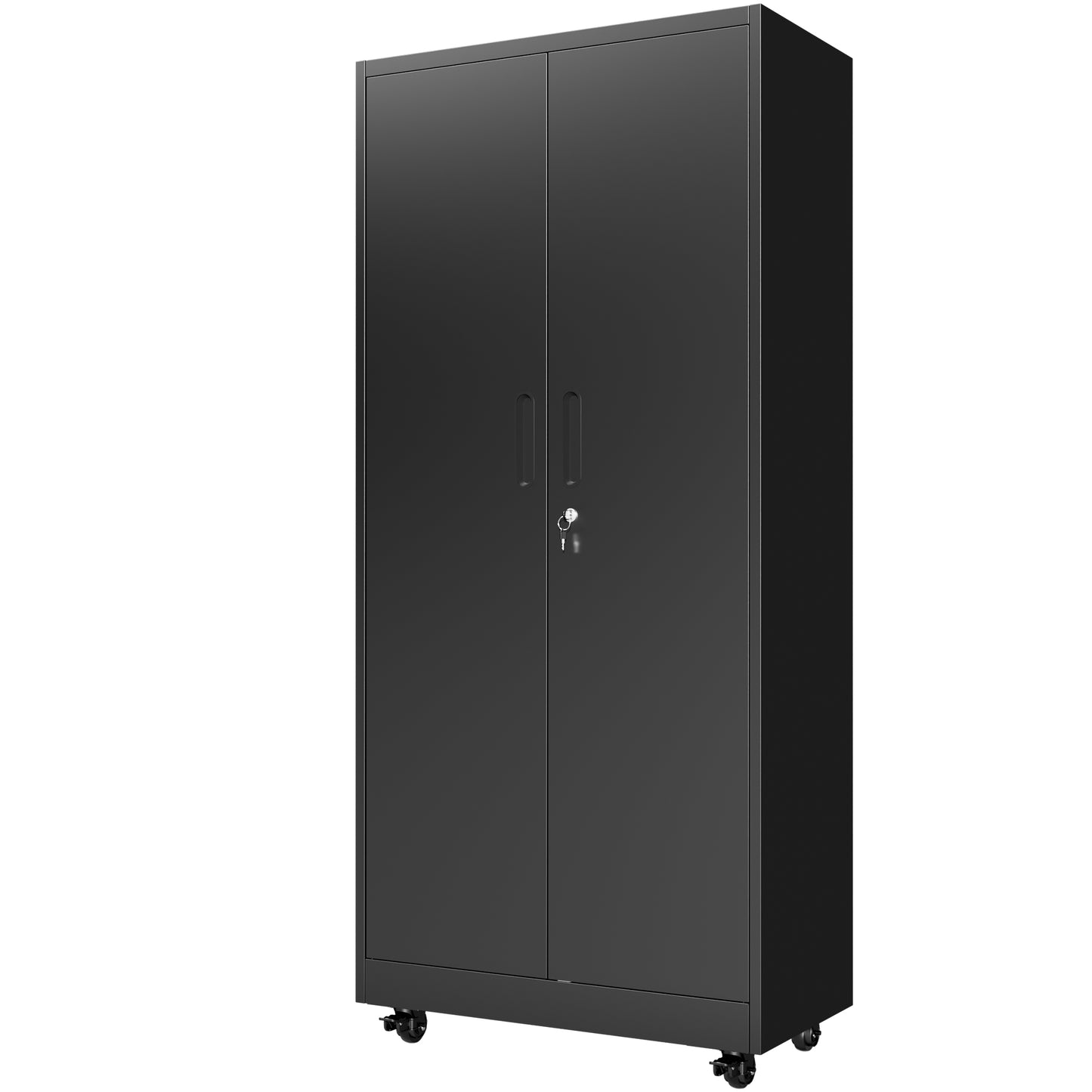 VIYET 71" Rolling Metal Storage Locker with Lockable Doors, Freestanding Steel Wardrobe Cabinet for Home Office School Gym