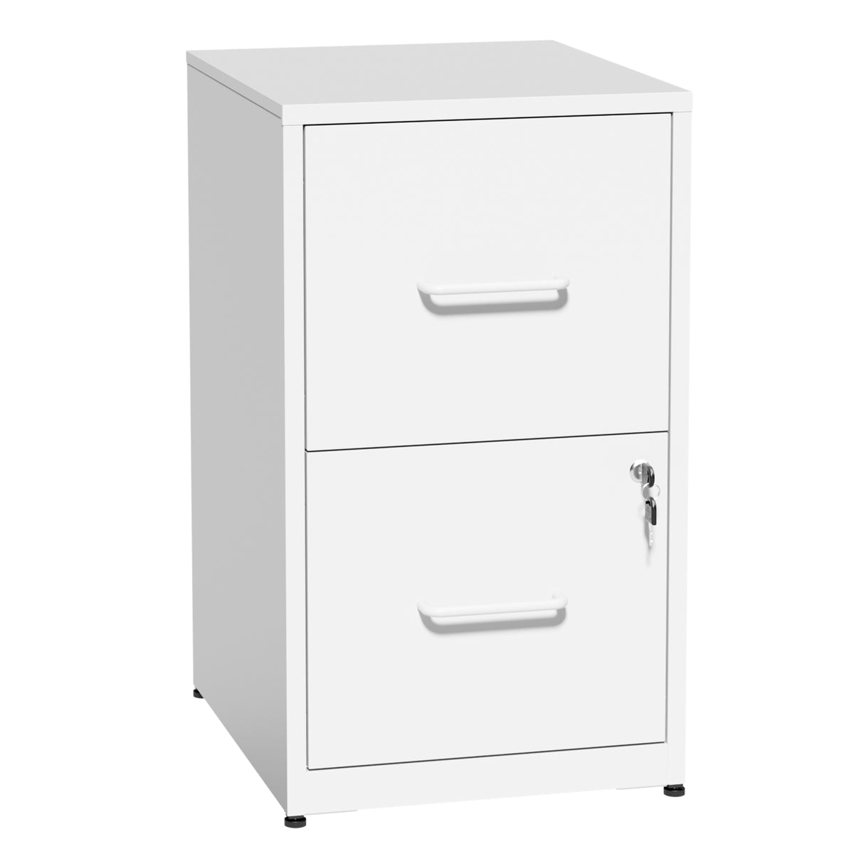 VIYET 2 Drawer File Cabinet with Lock, White Metal Vertical Filing Cabinet for Letter & Legal Files, Under Desk Office Storage with Anti-Tip Kit