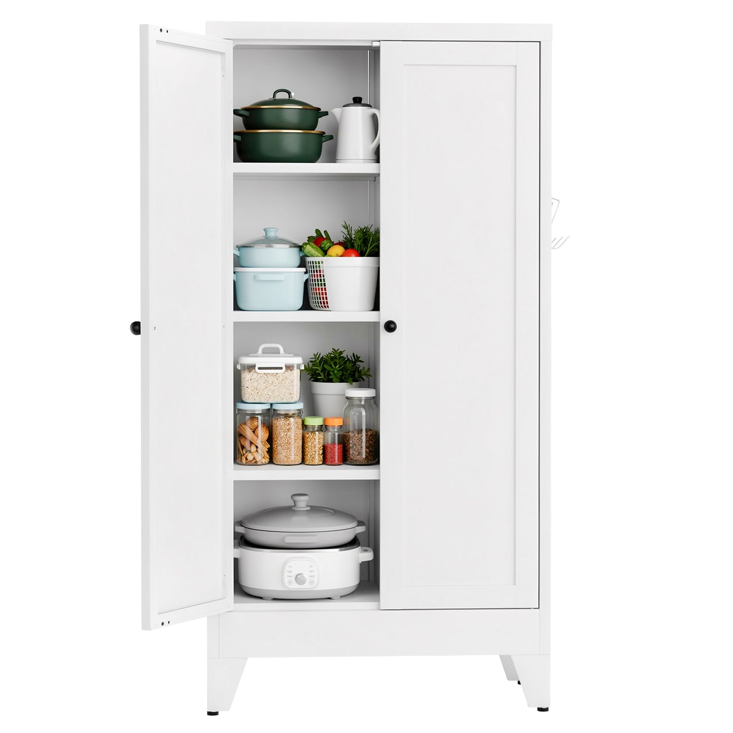 VIYET 47" Metal Pantry Cabinet with Adjustable Shelves, Freestanding Kitchen Storage Cabinet with Doors for Pantry, Bathroom & Living Room