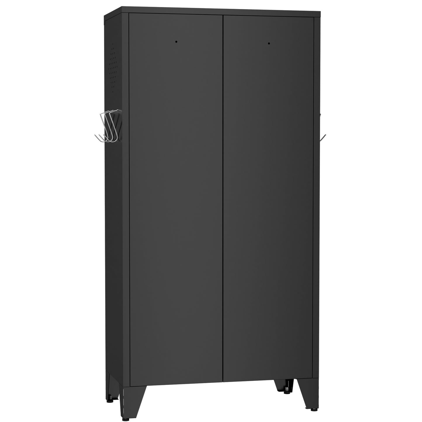 VIYET 47" Black Metal Pantry Cabinet with Adjustable Shelves, Freestanding Kitchen Storage Cabinet with Doors for Pantry, Bathroom & Living Room