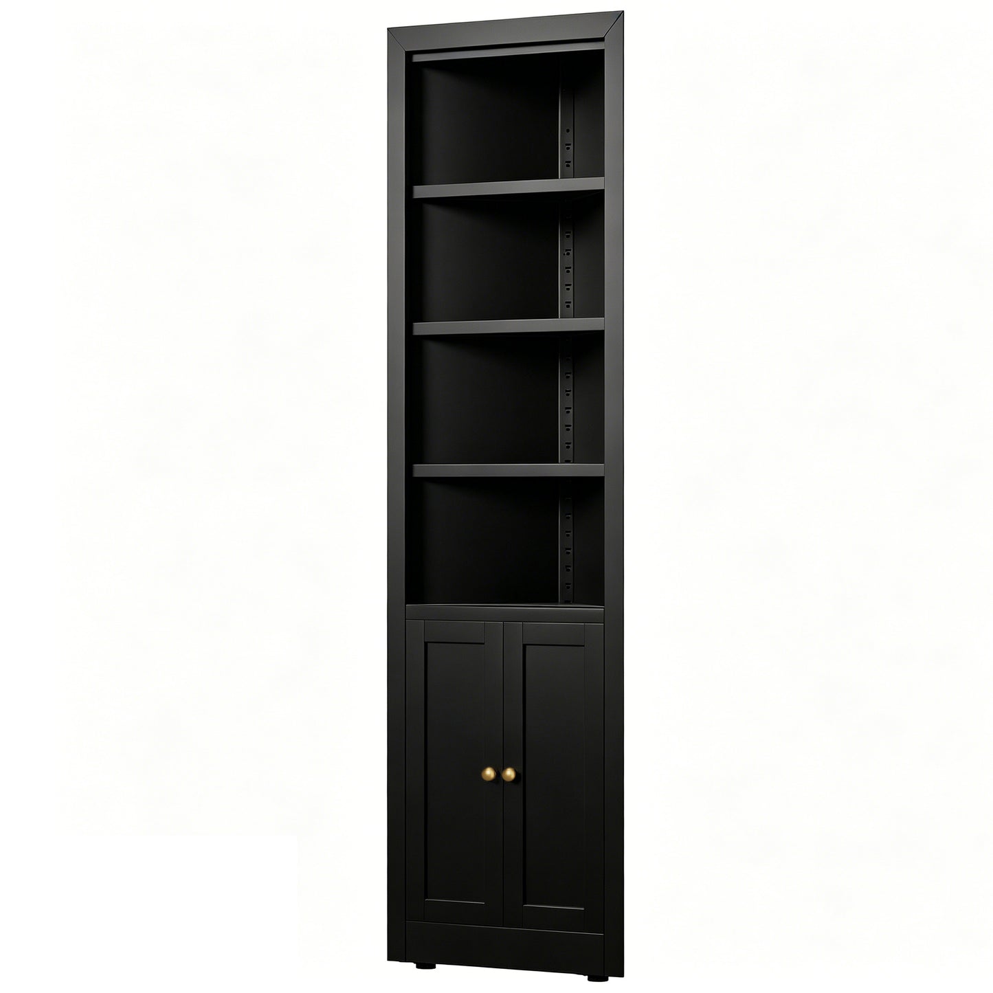 VIYET 71" Tall Black Corner Storage Cabinet, 5-Tier Freestanding Metal Corner Organizer with Adjustable Shelves & Doors