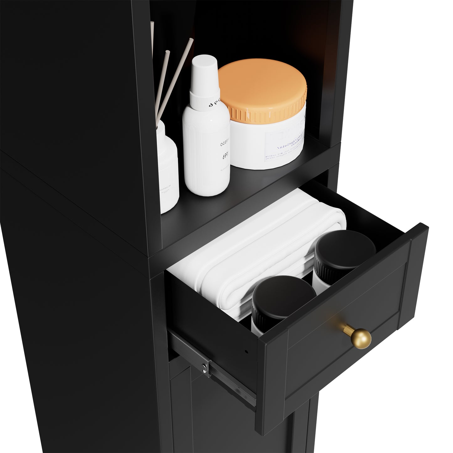 VIYET 71" Tall Black Bathroom Storage Cabinet, Slim Metal Storage Organizer with 2 Doors, Adjustable Shelves, Freestanding Cabinet