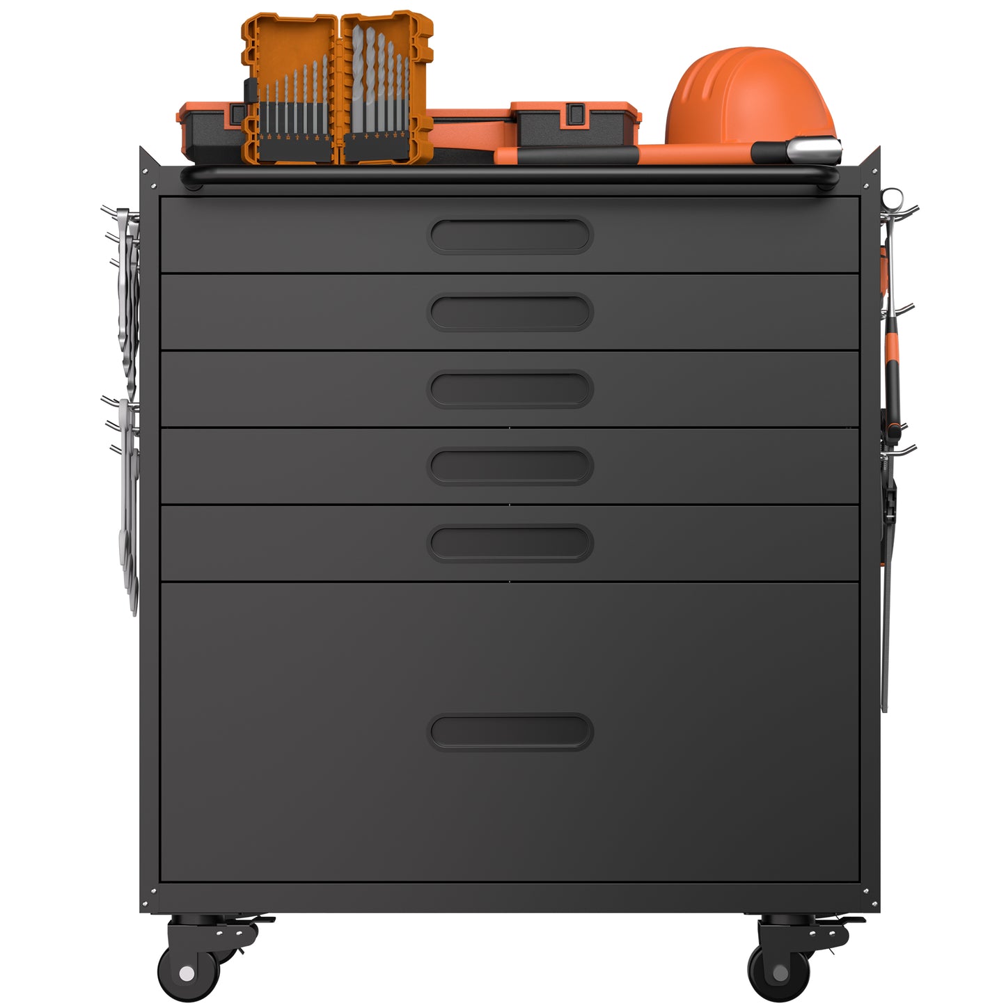 VIYET 34" 6-Drawer Rolling Tool Chest - Heavy-Duty Steel Mobile Garage Cabinet & Small Parts Storage Organizer, Black