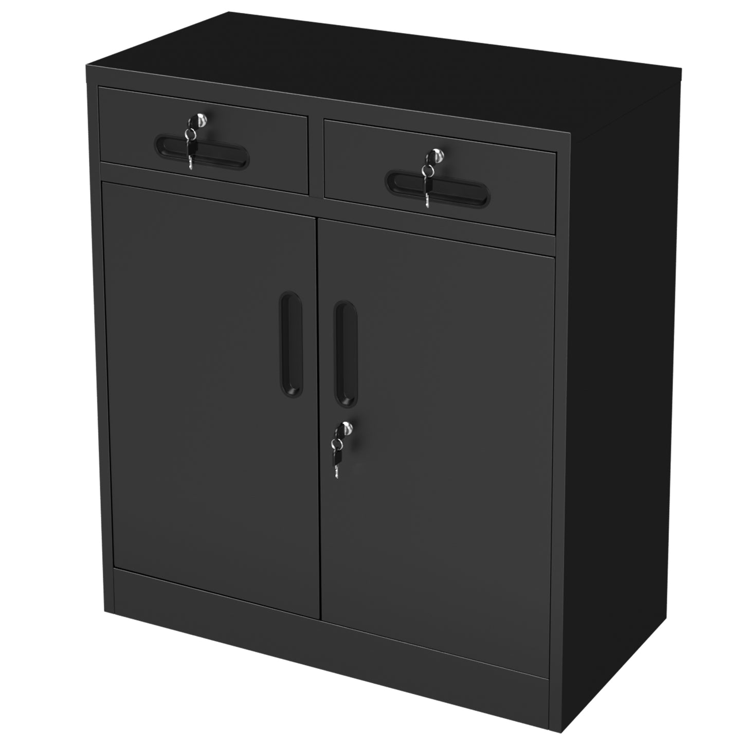 VIYET 35" Metal Storage Cabinet with Lock & 2 Drawers, Locking Steel Office File Cabinet with Adjustable Shelf for Home, Garage & School