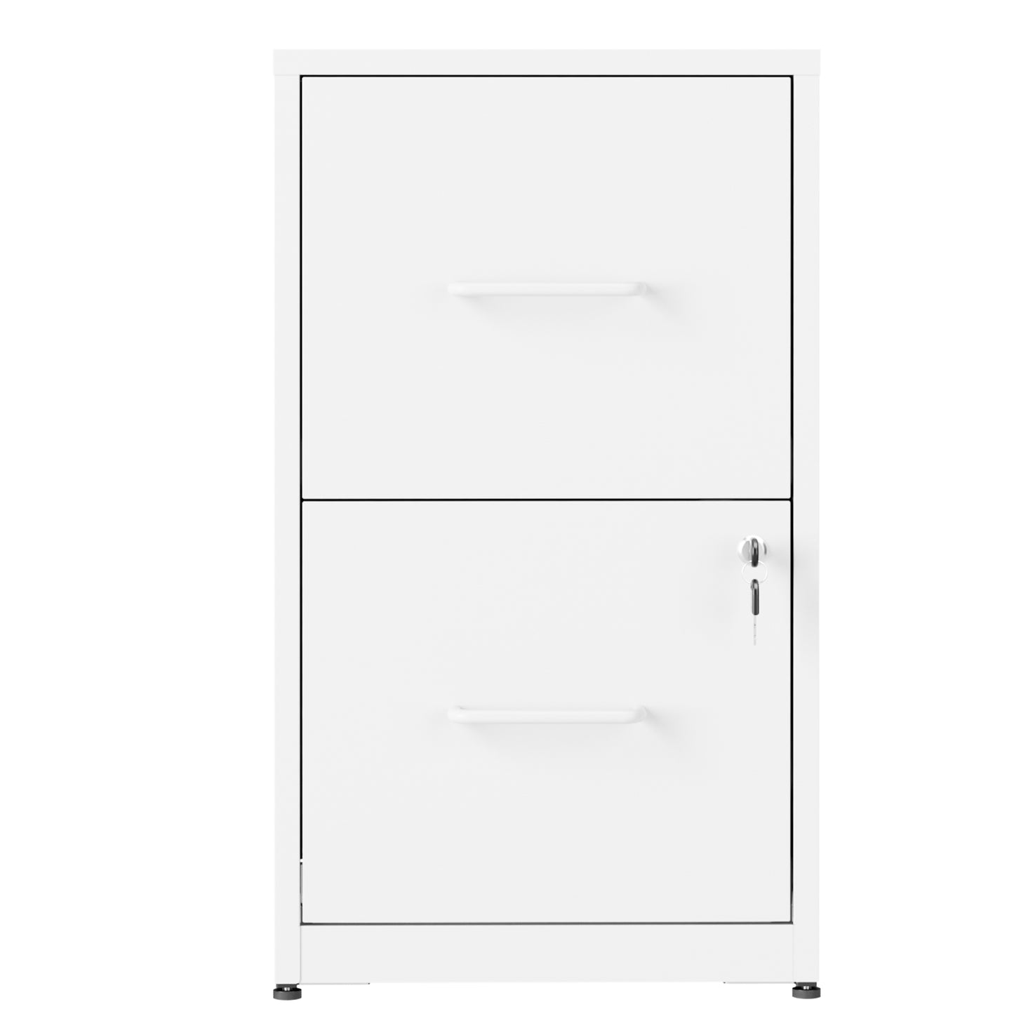 VIYET 2 Drawer File Cabinet with Lock, White Metal Vertical Filing Cabinet for Letter & Legal Files, Under Desk Office Storage with Anti-Tip Kit