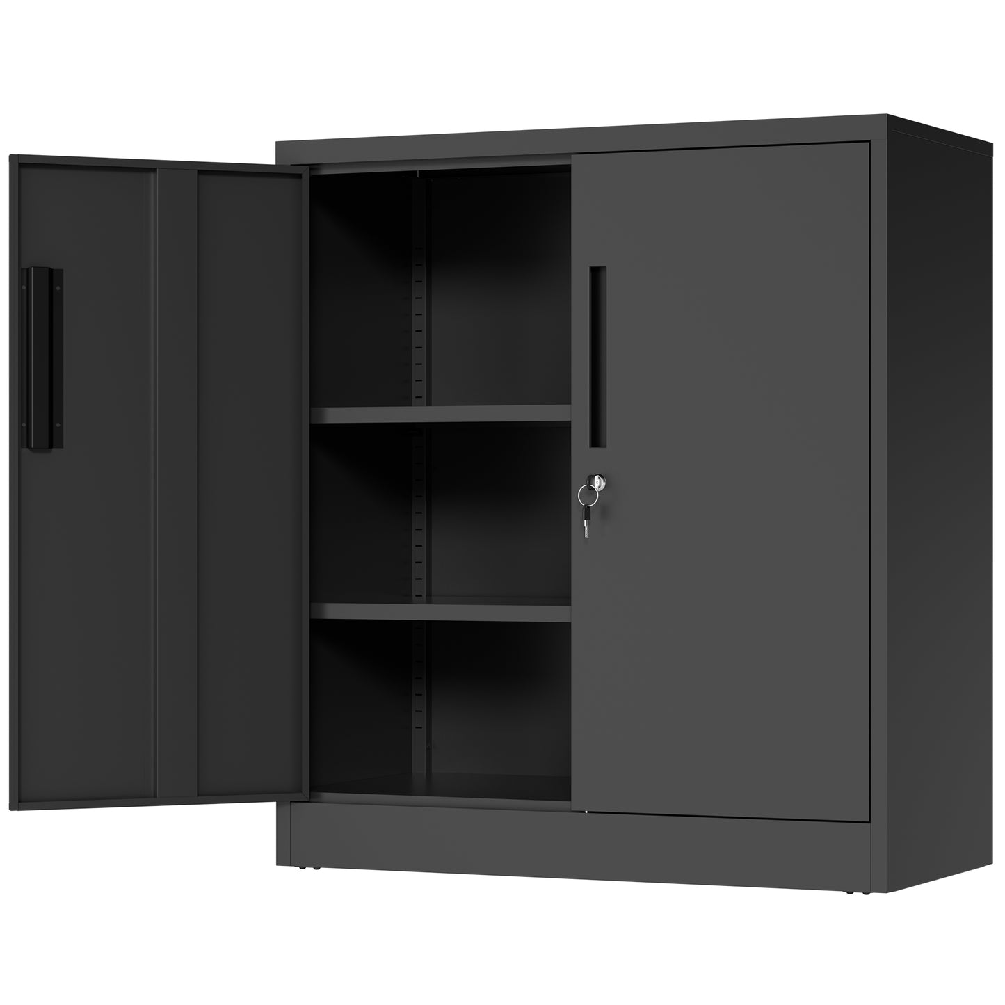 VIYET 35" 2-Door Metal Storage Cabinet,Heavy-Duty Lockable Steel Cabinet w/ 2 Adjustable Shelves (Home/Office/Garage Organizer)