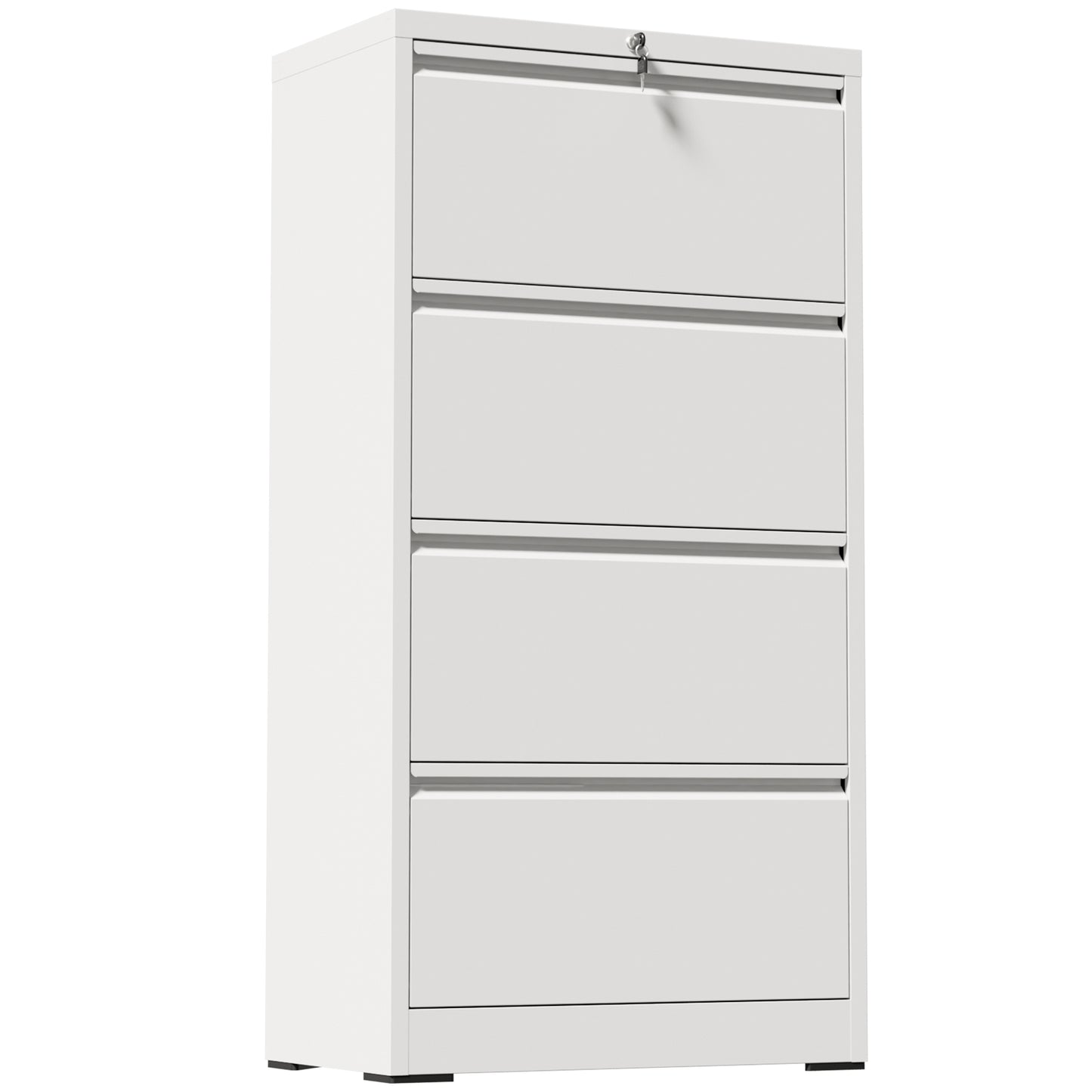 VIYET 4 Drawer Lateral File Cabinet with Lock, White Metal Filing Cabinet for Home Office, Fits Letter, Legal, A4 & F4 Hanging Files