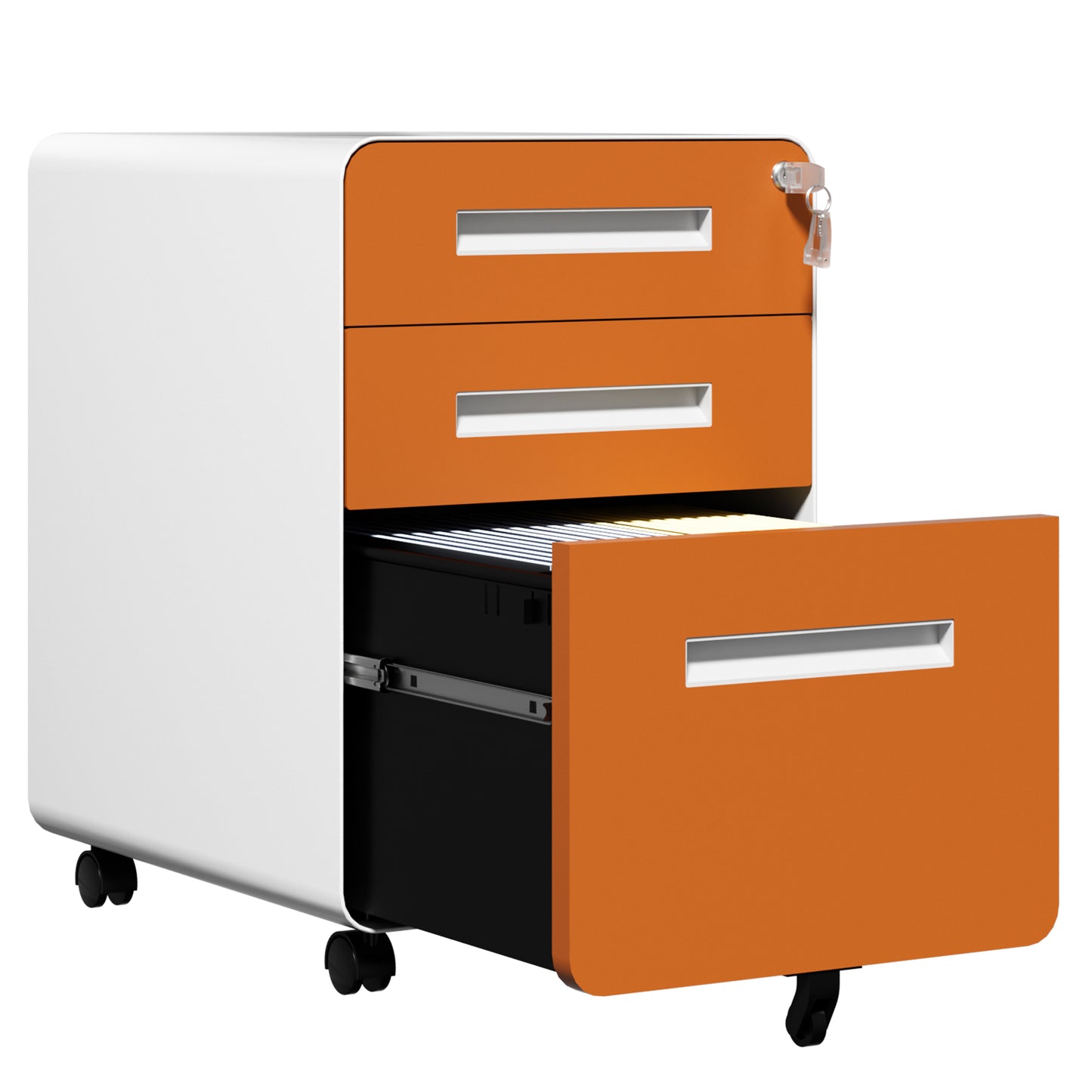 VIYET 3 Drawer Mobile File Cabinet, Rolling Metal Filing Cabinet with Lock, Steel Office Storage Cabinet on Wheels for Letter Legal Files, Home Office Organizer