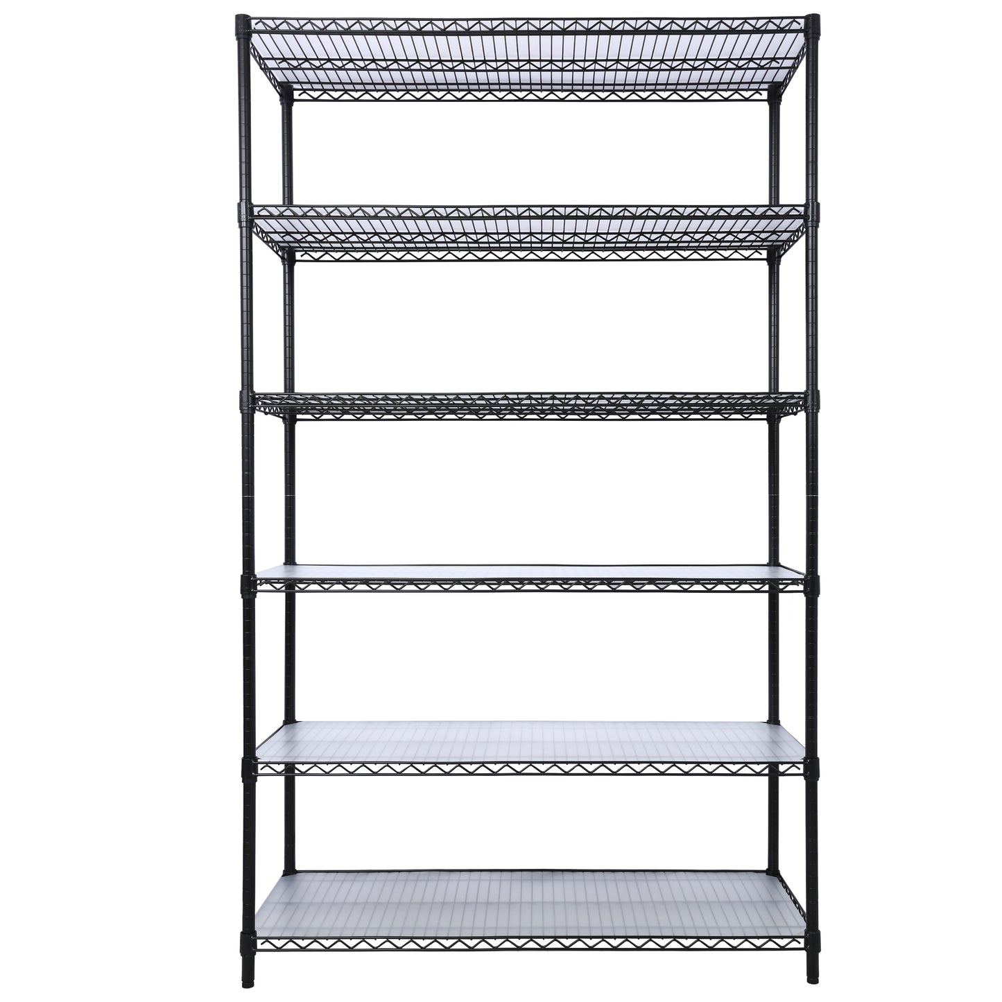 VIYET 6 Tier 6000LBS NSF Metal Wire Shelving, Heavy Duty Adjustable Rack with Wheels & Shelf Liners (Black, 84"H×48"L×20"D)