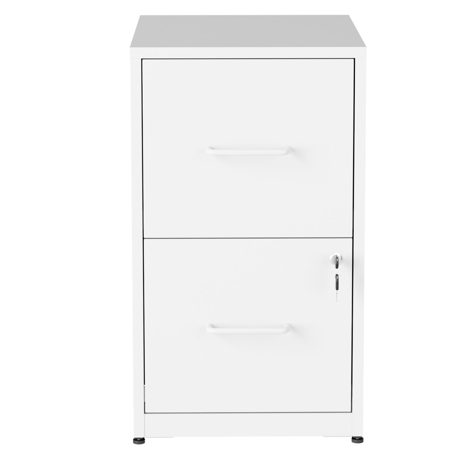 VIYET 2 Drawer File Cabinet with Lock, White Metal Vertical Filing Cabinet for Letter & Legal Files, Under Desk Office Storage with Anti-Tip Kit