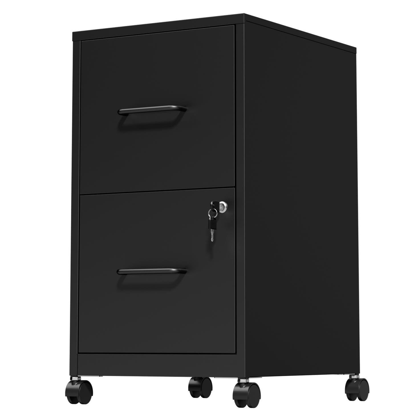 VIYET 2 Drawer Mobile File Cabinet with Lock, Rolling Metal Filing Cabinet for Letter & Legal Files, Under Desk Office Storage with Anti-Tip Kit, Black