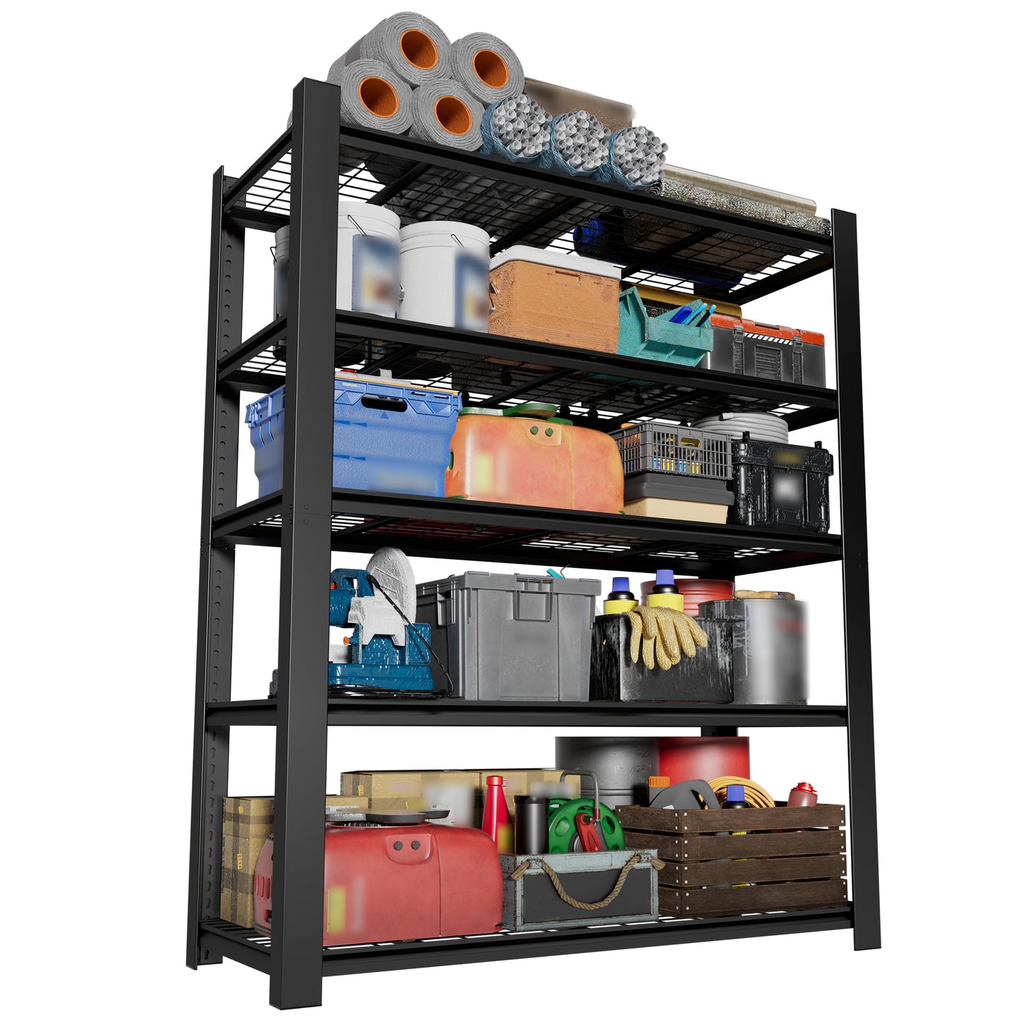 VIYET 72" Heavy Duty Metal Garage Shelving Unit, 5 Tier Adjustable Storage Rack with 3000 LBS Capacity, Steel Shelves for Garage, Pantry & Warehouse