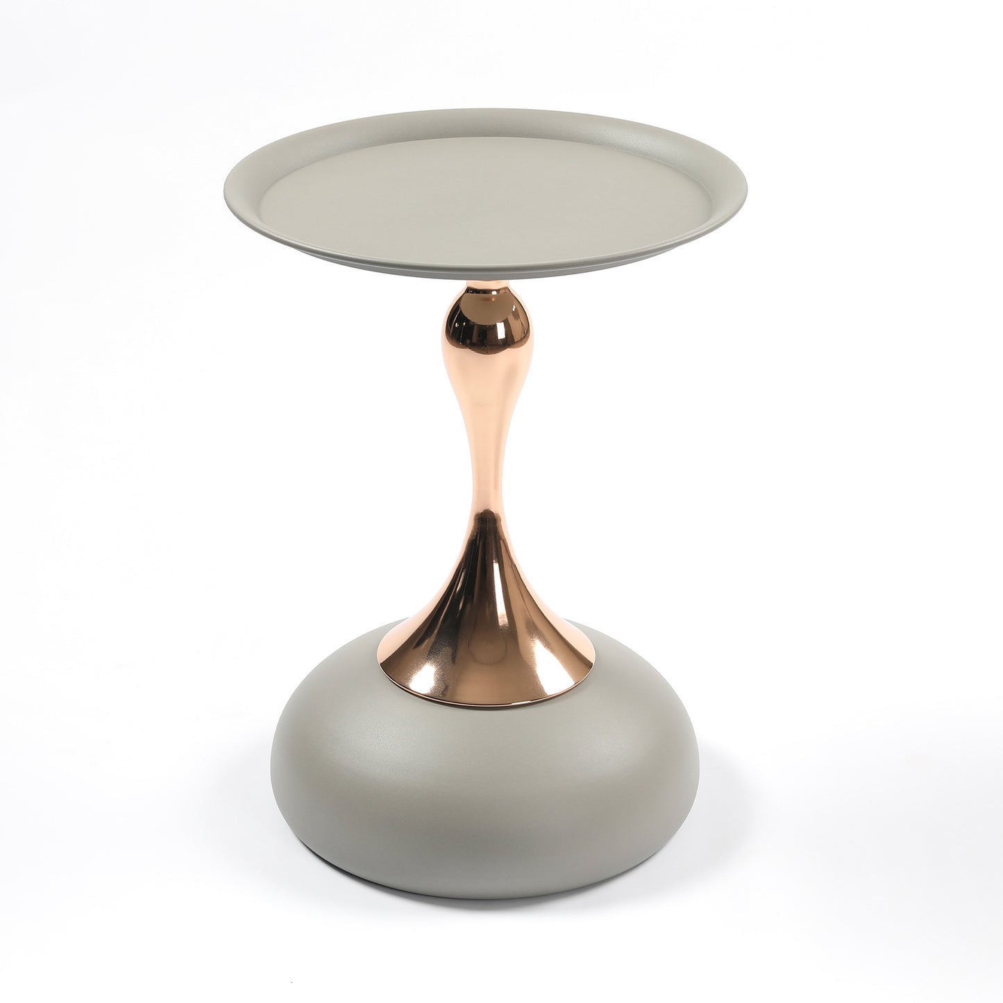 VIYET 21" Mermaid Tail Round End Table,Art Deco Metal Pedestal Accent Table, Minimalist Tray-Style Side Table for Small Spaces (Matte Gray)