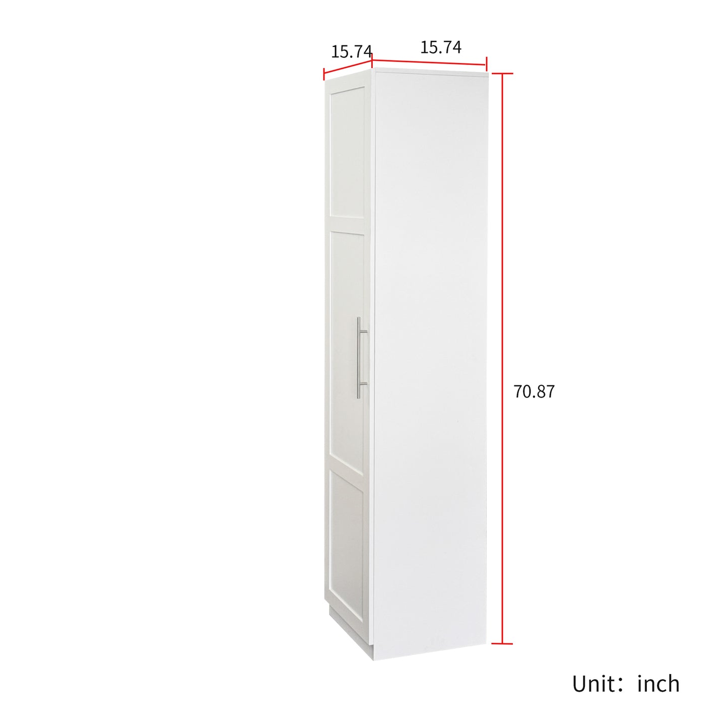 VIYET 71" Freestanding Kitchen Pantry Cabinet - White Particle Board+MDF, 2 Adjustable Shelves, Side Racks