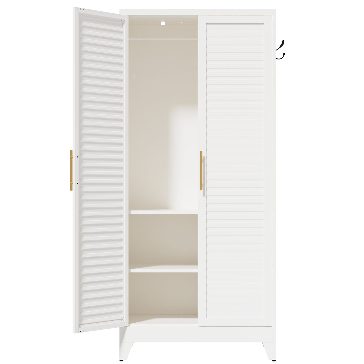VIYET 71" Metal Wardrobe Closet with 2 Doors, Hanging Rod & Adjustable Shelves, Freestanding Steel Storage Cabinet for Bedroom, Apartment, Dorm