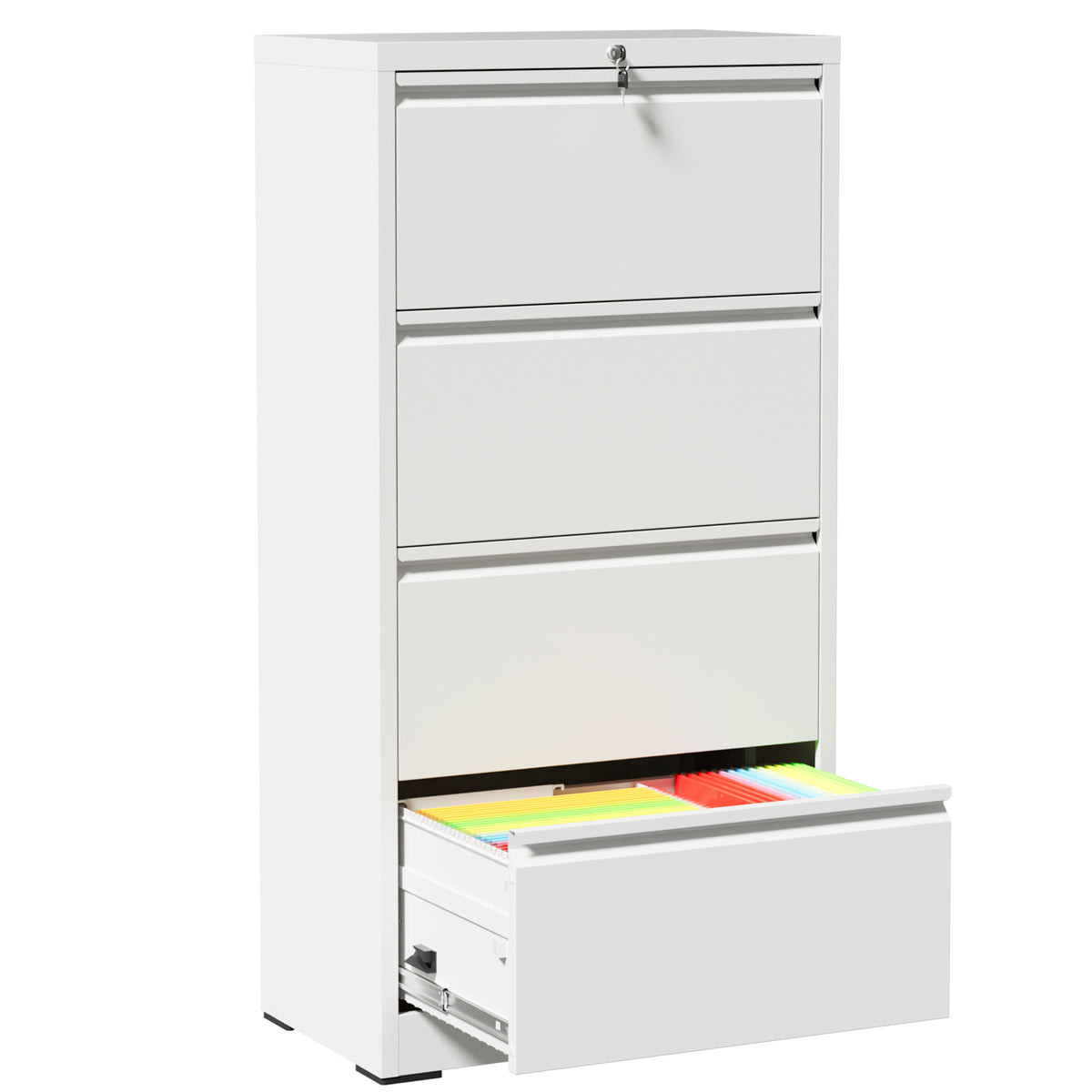 VIYET 4 Drawer Lateral File Cabinet, Metal Filing Cabinet with Lock, Wide Steel Office Storage for Letter, Legal, A4 & F4 Files