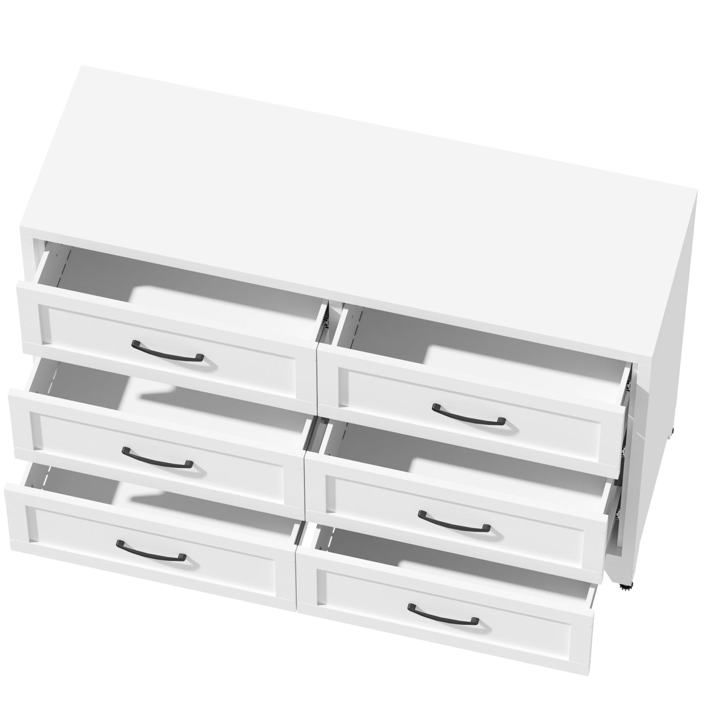 VIYET 6-Drawer White Dresser for Bedroom, Modern Metal Storage Chest with Smooth-Glide Drawers for Closet, Hallway & Entryway