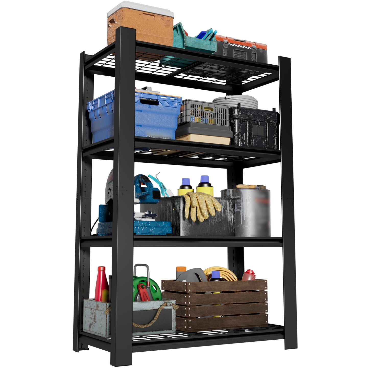 VIYET 60" H Heavy Duty Metal Shelving Unit, 4 Tier Adjustable Storage Rack with 2240 LBS Capacity, Garage Shelf Organizer for Pantry Kitchen Black