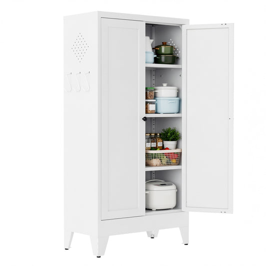 VIYET 47" Metal Pantry Cabinet with Adjustable Shelves, Freestanding Kitchen Storage Cabinet with Doors for Pantry, Bathroom & Living Room
