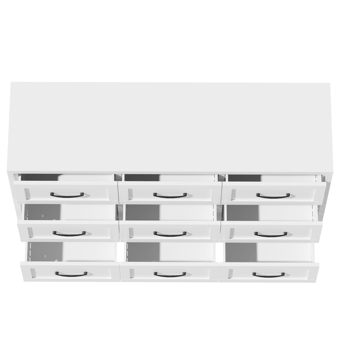 VIYET 9-Drawer Wide Dresser, White Bedroom Storage Chest with Smooth-Glide Drawers for Closet, Hallway & Entryway