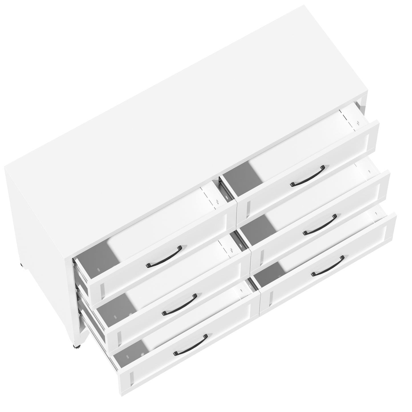 VIYET 6-Drawer White Dresser for Bedroom, Modern Metal Storage Chest with Smooth-Glide Drawers for Closet, Hallway & Entryway