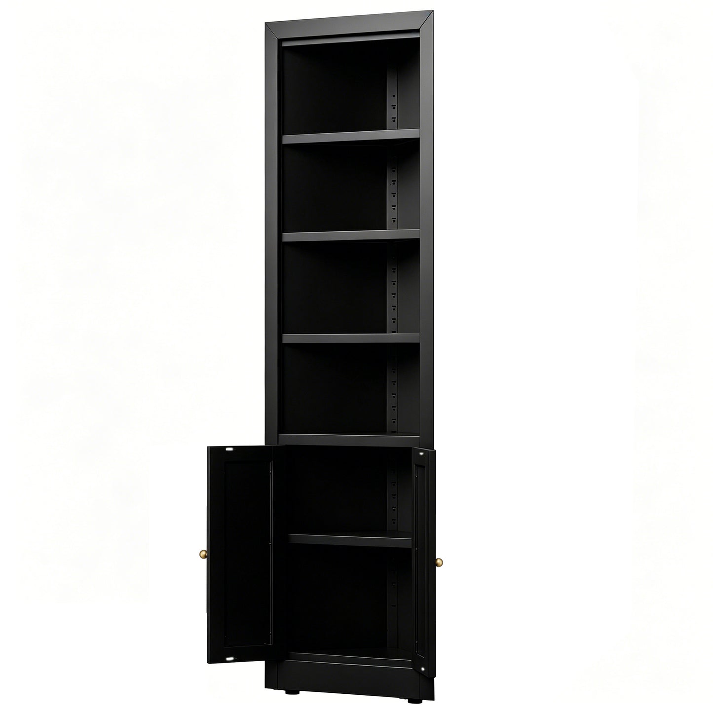 VIYET 71" Tall Black Corner Storage Cabinet, 5-Tier Freestanding Metal Corner Organizer with Adjustable Shelves & Doors