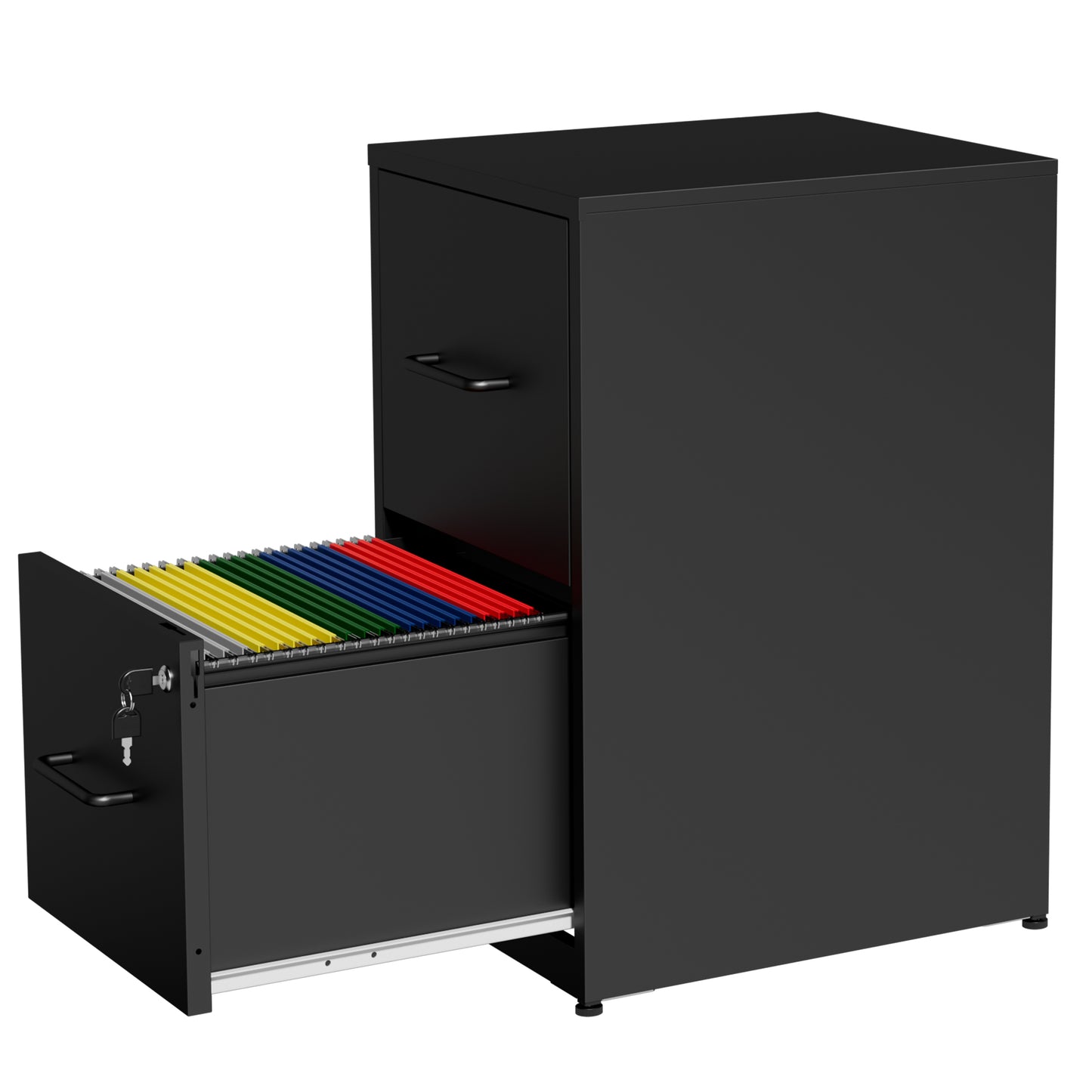 VIYET 2 Drawer Vertical File Cabinet with Lock, Metal Under Desk Filing Cabinet with Anti-Tip Kit, Adjustable Rails for Letter & Legal Files, Black Office Storage