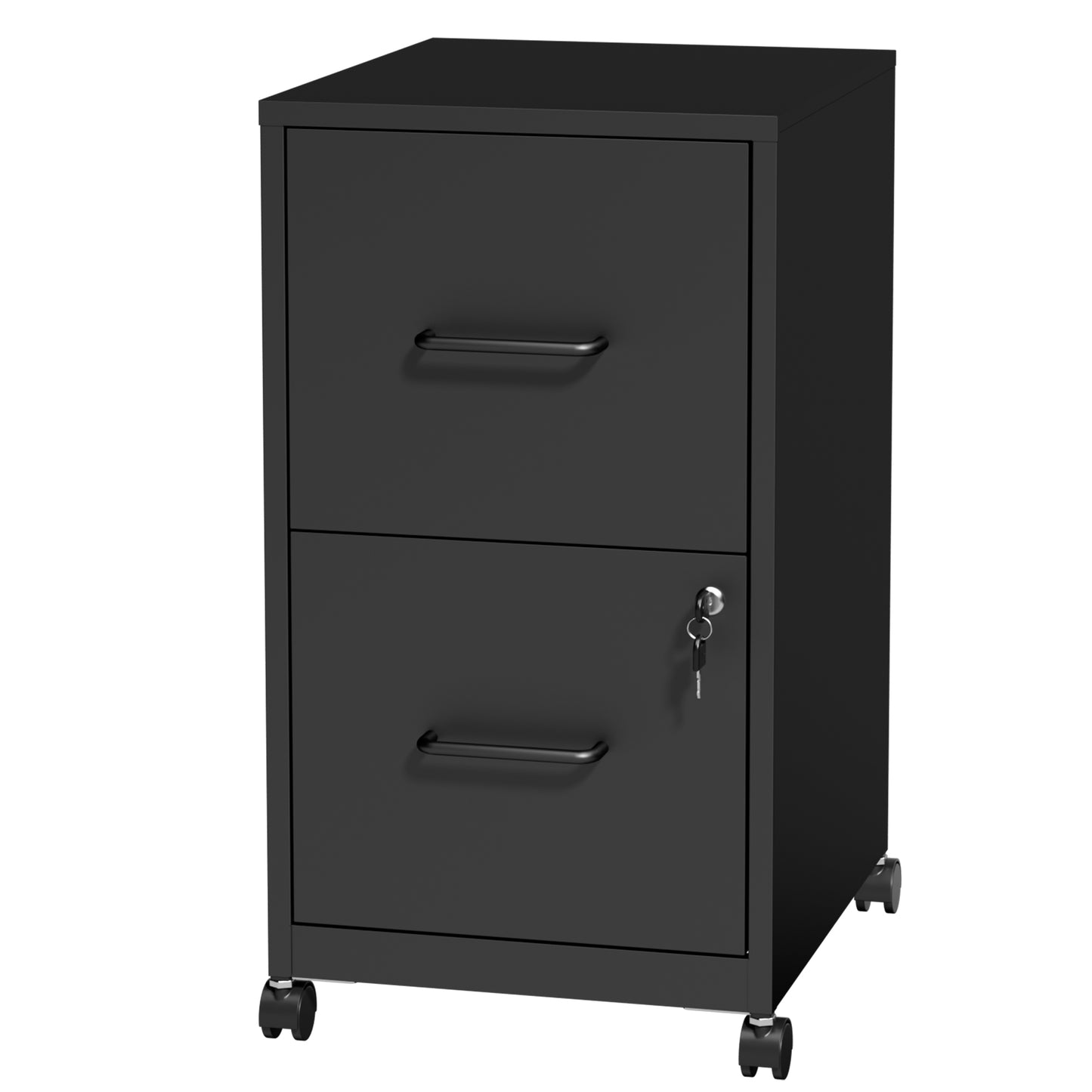 VIYET 2 Drawer Mobile File Cabinet with Lock, Rolling Metal Filing Cabinet for Letter & Legal Files, Under Desk Office Storage with Anti-Tip Kit, Black