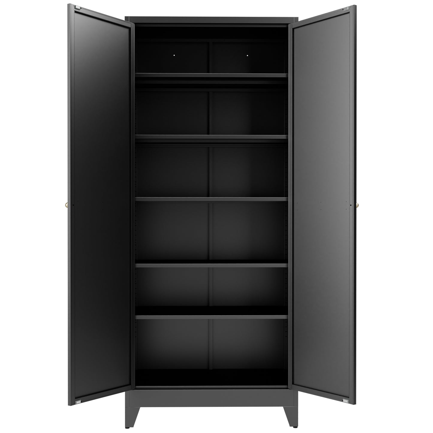 VIYET 75" Metal Kitchen Pantry Cabinet, Tall Freestanding Storage Cabinet with 5 Adjustable Shelves, Heavy Duty Steel Organizer for Kitchen, Dining Room, Black
