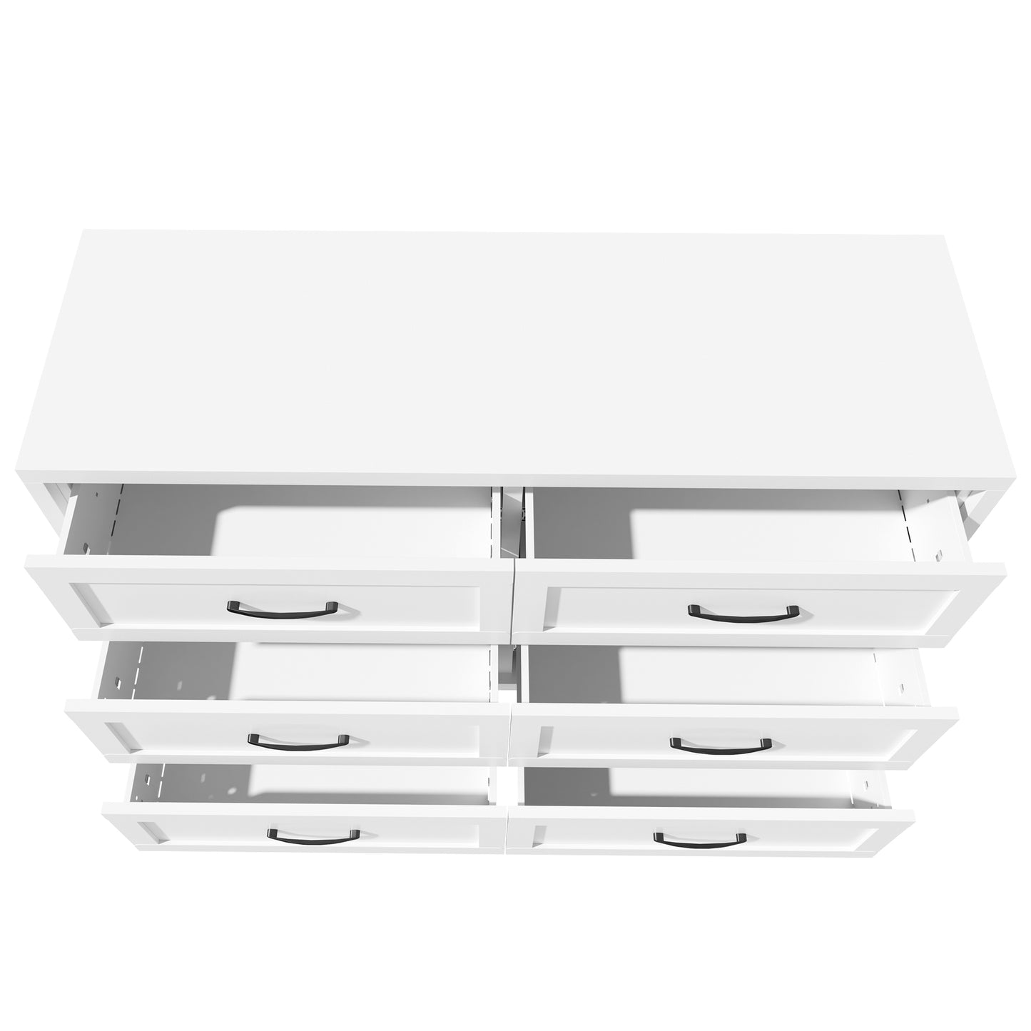 VIYET 6-Drawer White Dresser for Bedroom, Modern Metal Storage Chest with Smooth-Glide Drawers for Closet, Hallway & Entryway